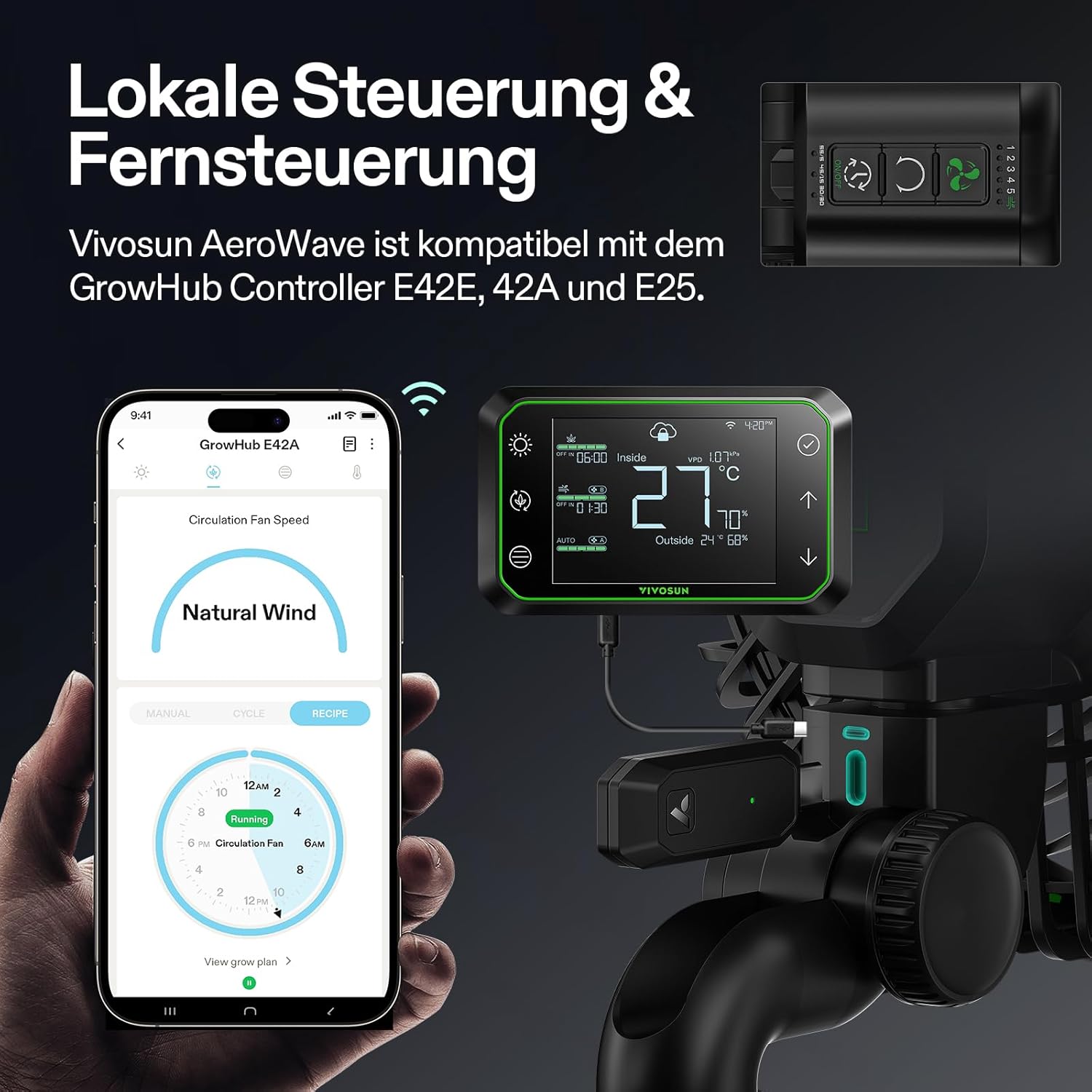 Thumbnail 4 de VIVOSUN E6 Gen2 Grow Ventilator – oszillierend, leise, EC-Motor, IP54, App-Steuerung