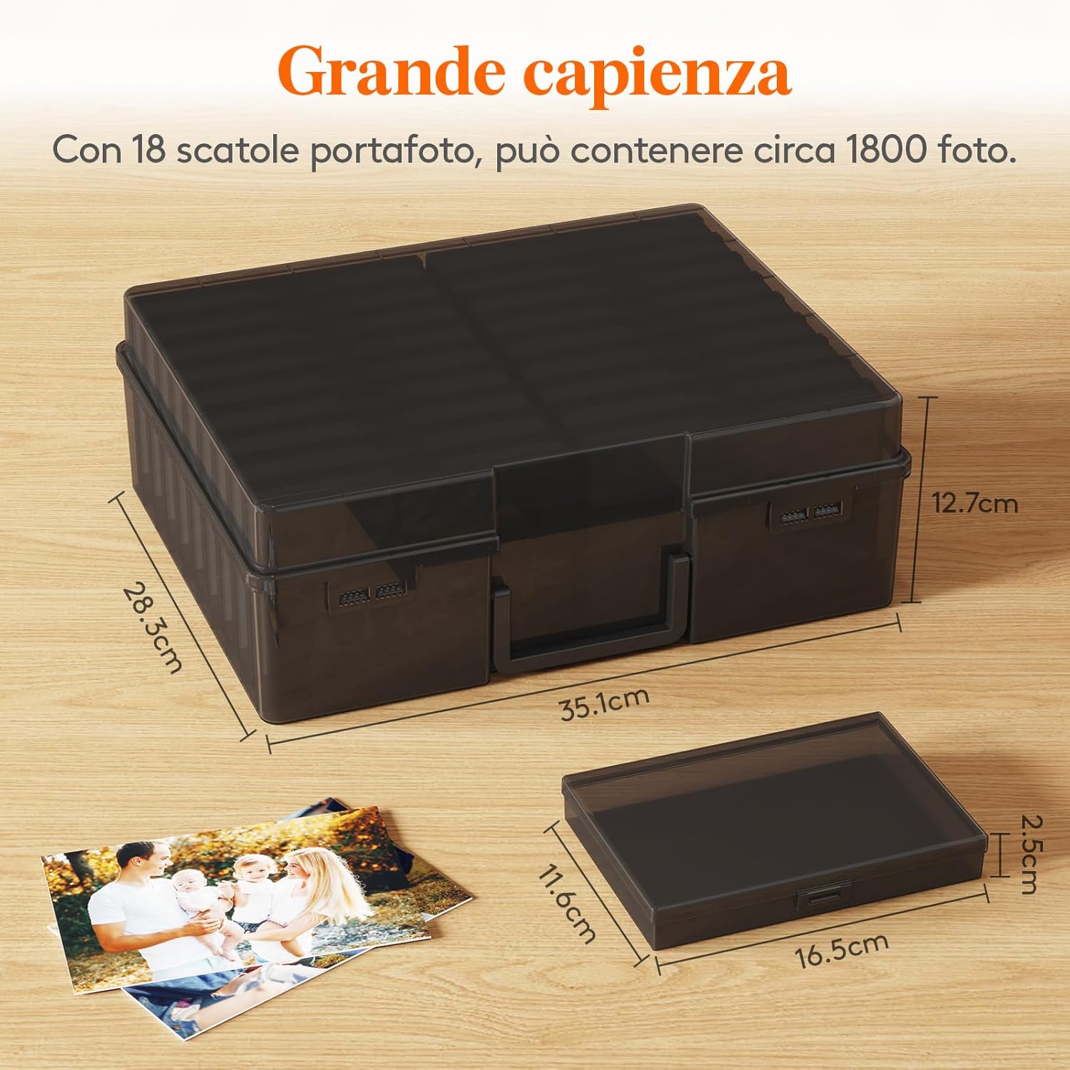 Thumbnail 2 de Lifewit Scatola Portafoto 10 x 15 cm, 4R 18 Scomparti: organizzazione affidabile per foto e minioggetti