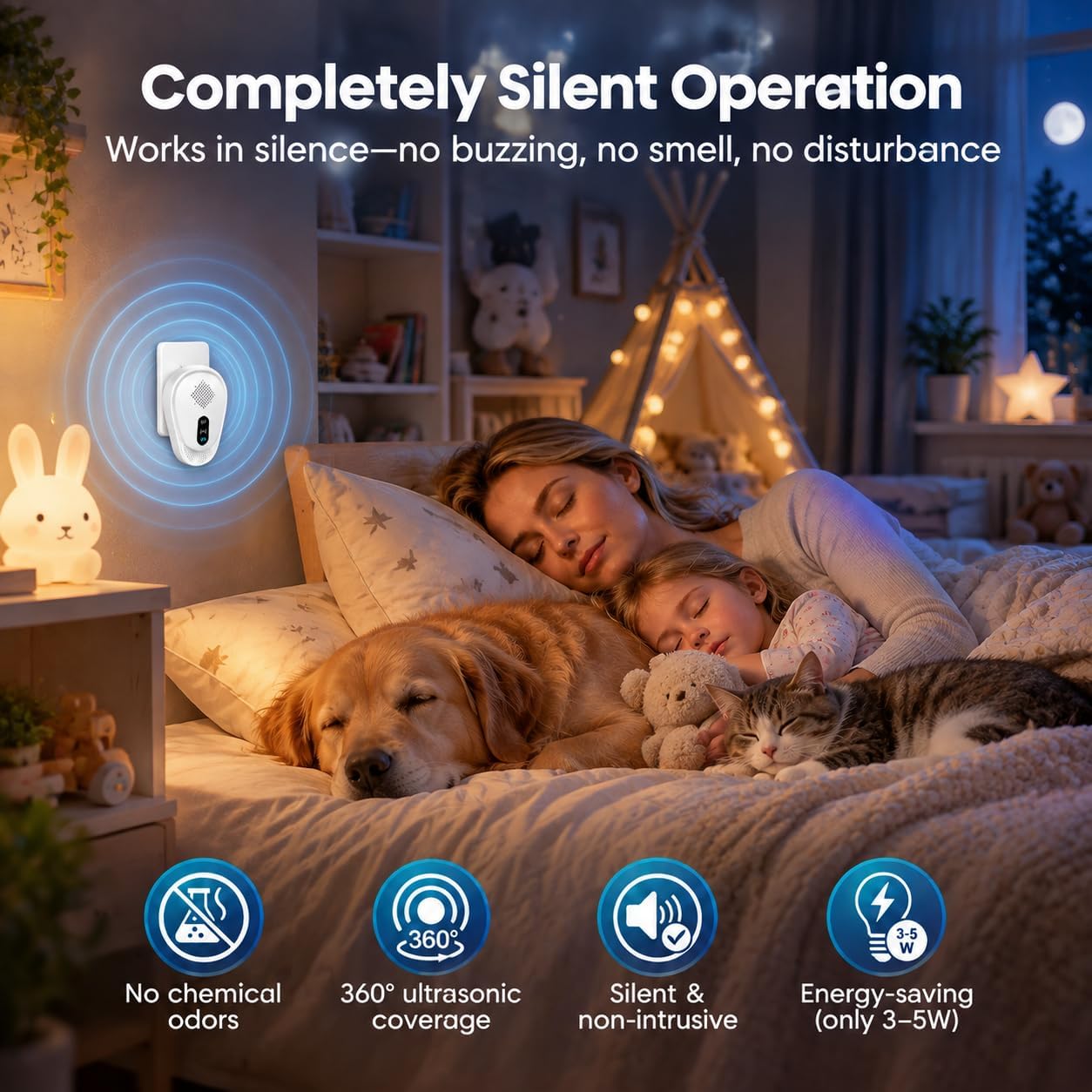 Thumbnail 6 de Fooxem F338-6-A7 Ultrasonic Pest Repeller, 6-Pack, Indoor Plug-In