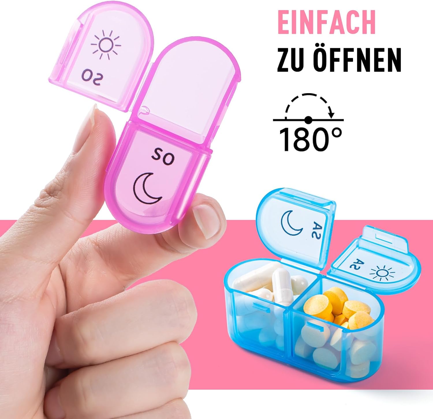 Thumbnail 6 de Doruimi Tablettenbox 7 Tage Morgens Abends – BPA-frei, kompakt und belastbar in Rosa