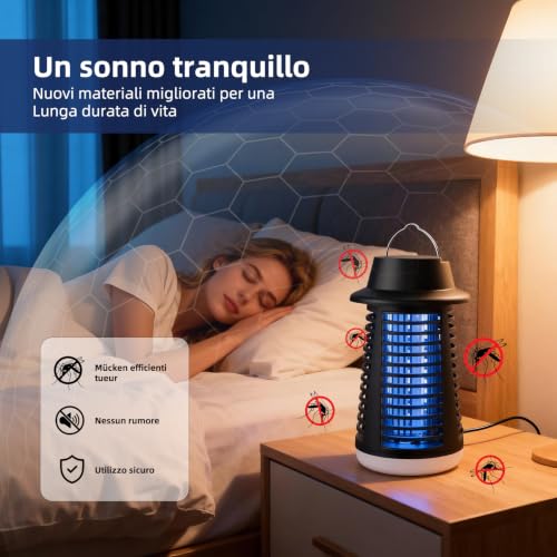 Detalle de Lampada Antizanzare 2-in-1 con luce UV 20W, scarica elettrica 4250V e illuminazione LED – IPX4