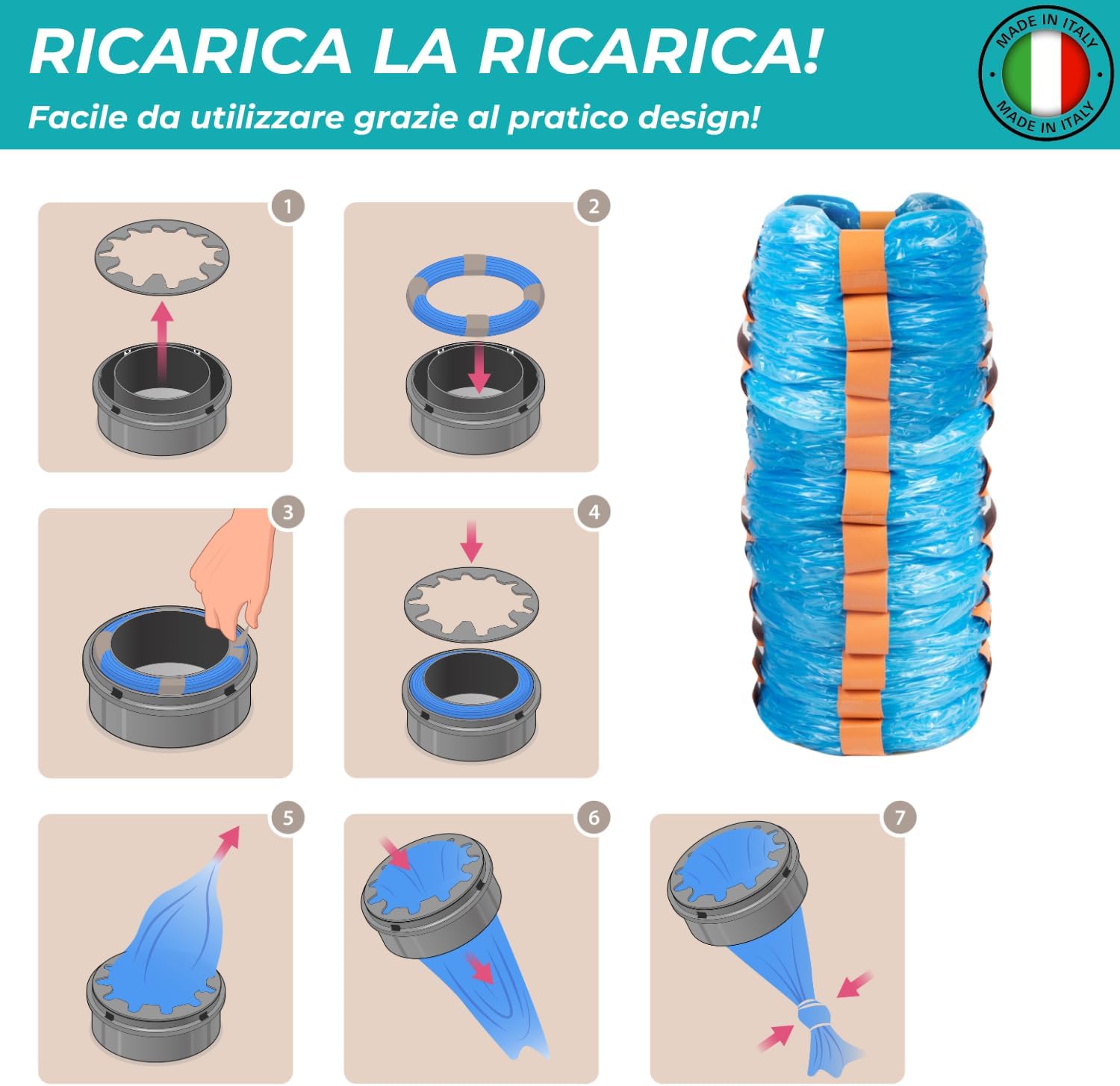 Detalle 2 de My Happy Nappy Ricariche compatibili Tommee Tippee rifiuti 7 strati 🧷