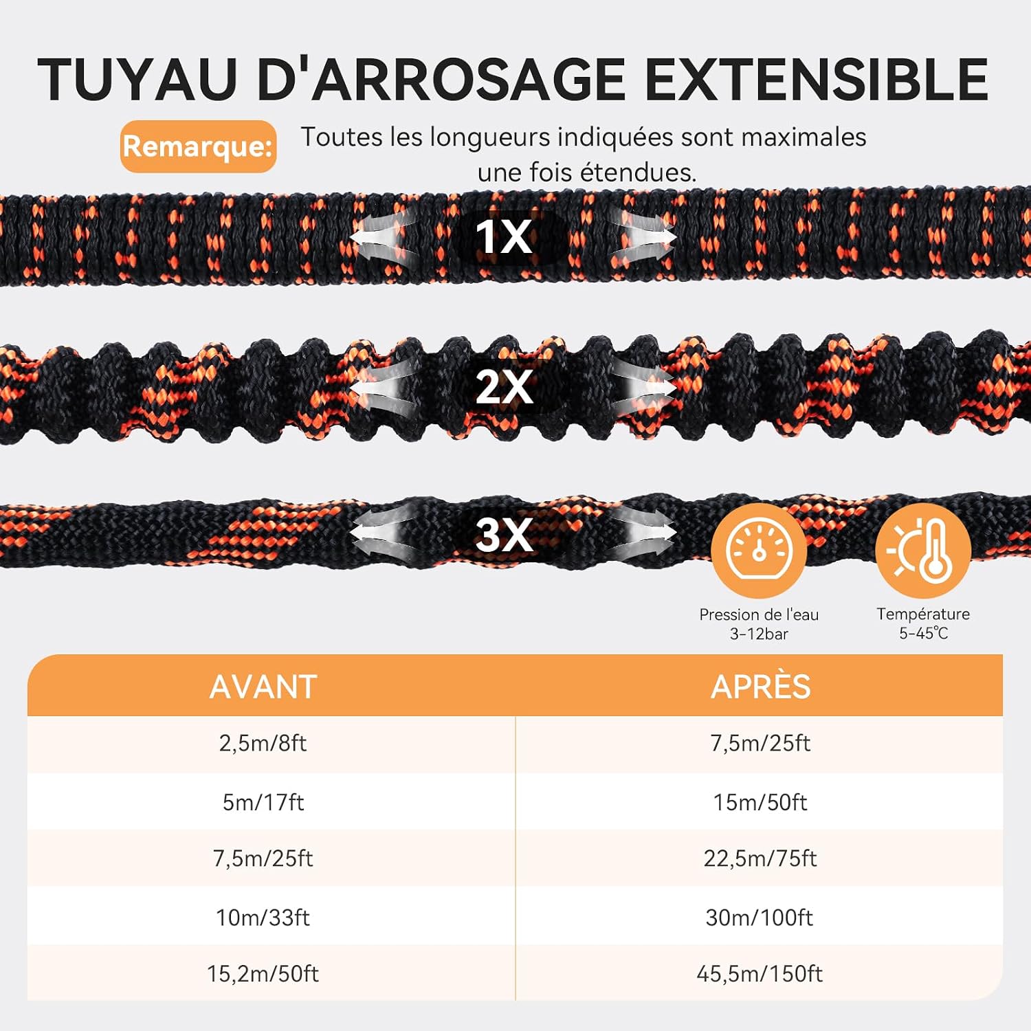 Detalle de Yofidra Tuyau d'Arrosage Extensible 30 m avec Pistolet à 10 Jets et Raccords