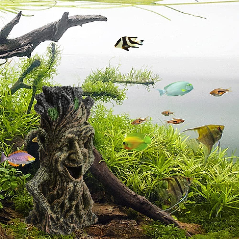 Detalle 2 de MC MEICHUANG Non-Toxic Resin Tree Hole Ornament for Aquariums and Terrariums