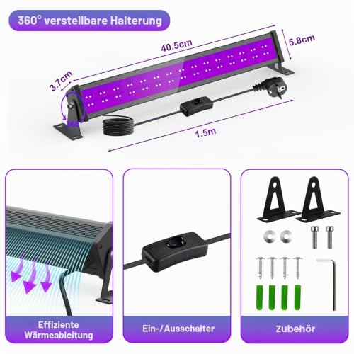 Thumbnail 2 de NATPOW 36W UV-Schwarzlichtstrahler, 395–400 nm, IP65, 120° Abstrahlwinkel