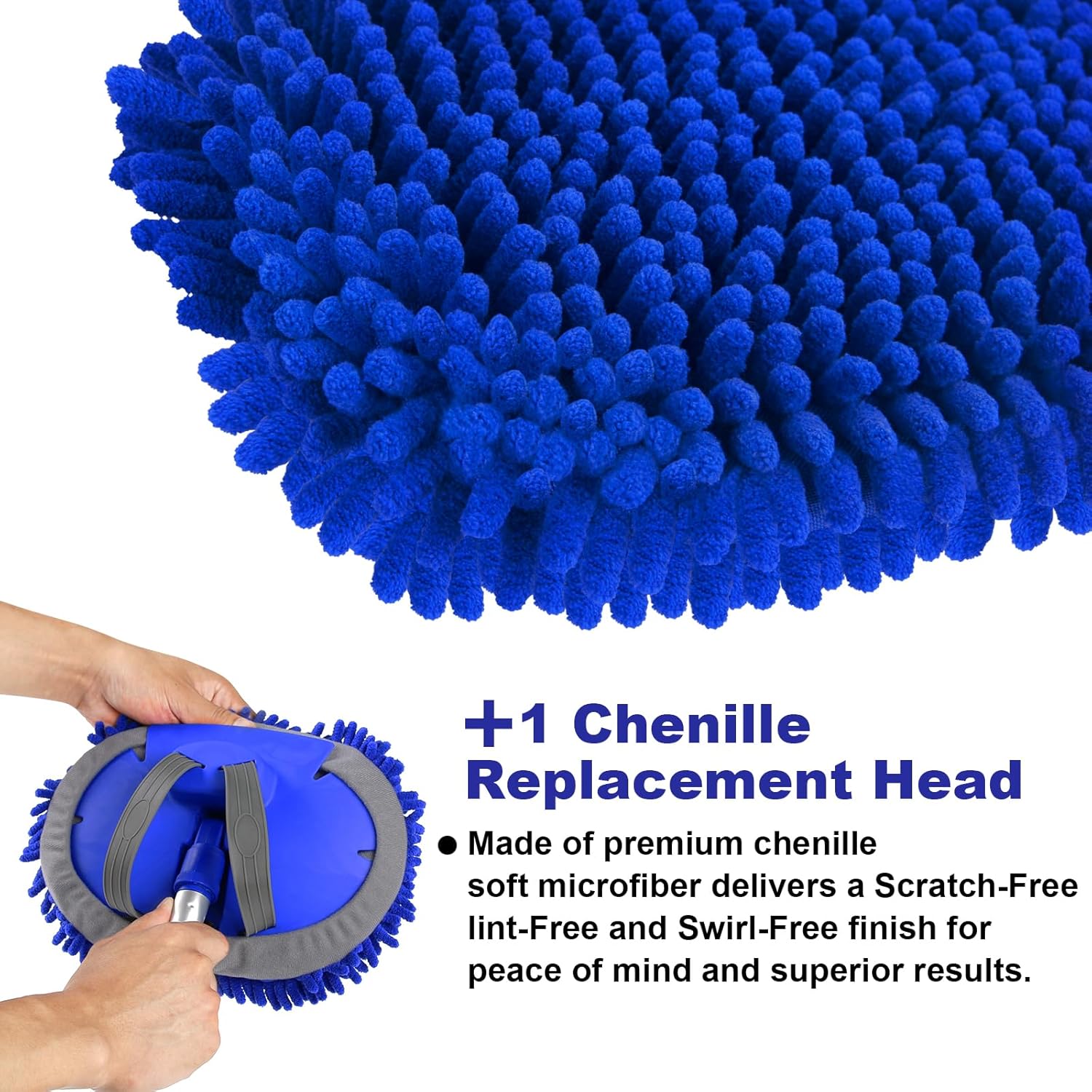 Thumbnail 3 de anngrowy 62" Microfiber Car Wash Brush with Long Handle – 2-in-1 Mop Head for Easy Vehicle Cleaning