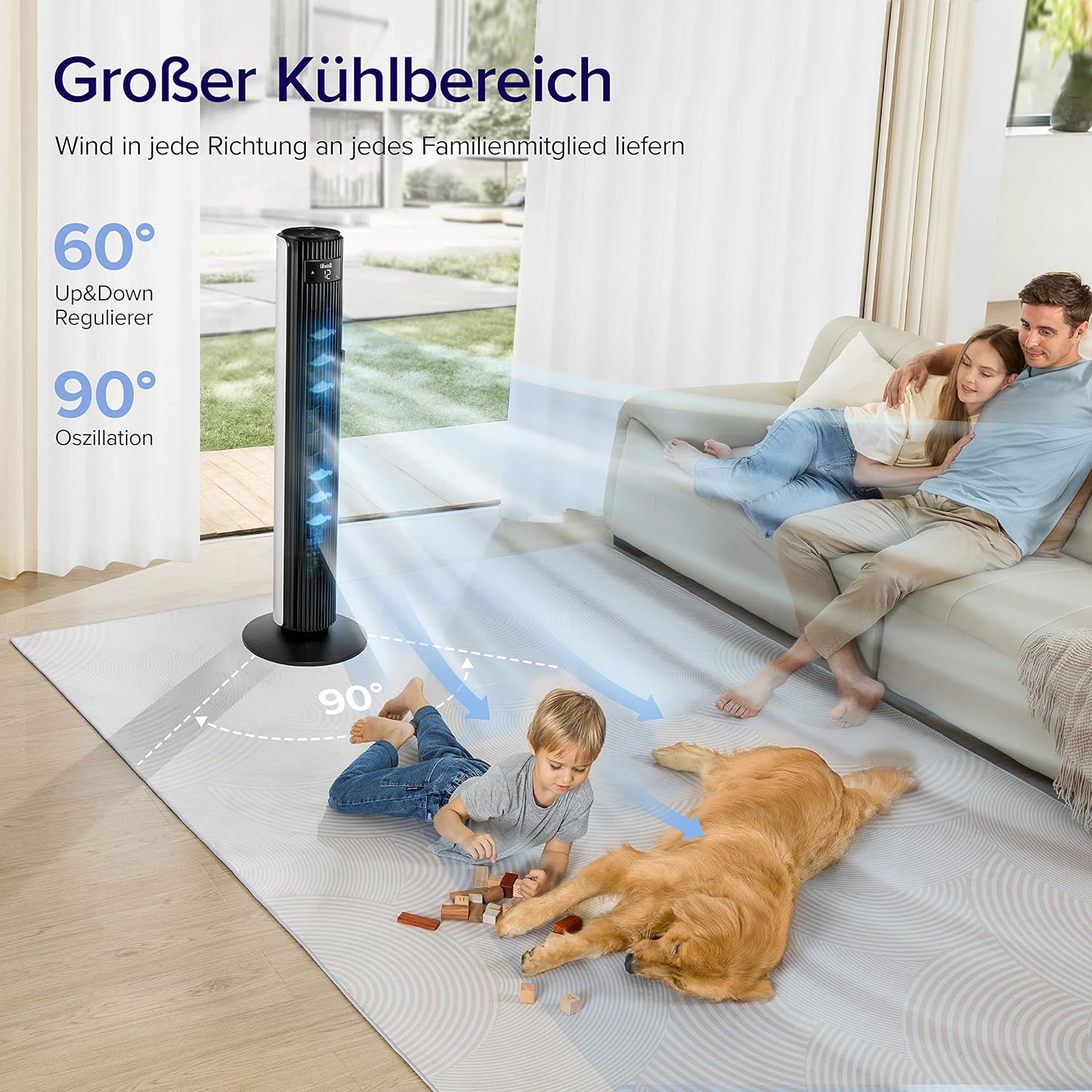 Detalle de Levoit DC Motor großer Turmventilator – leise, flexibel und energieeffizient