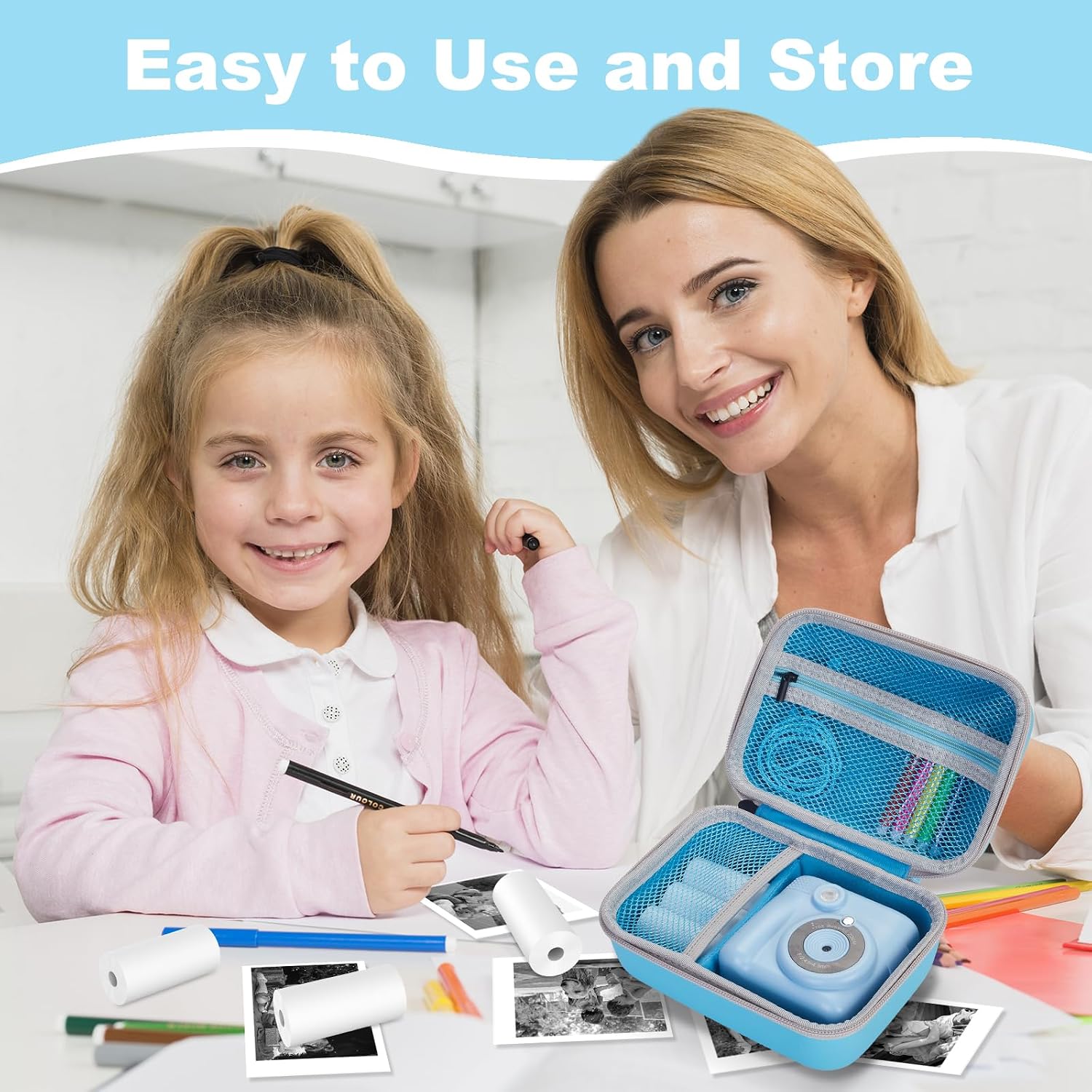 Detalle de Riosin Kids Camera Case for Instant Print Cameras (Light Blue) – Fits Hangrui, TIATUA, CalineGam and More