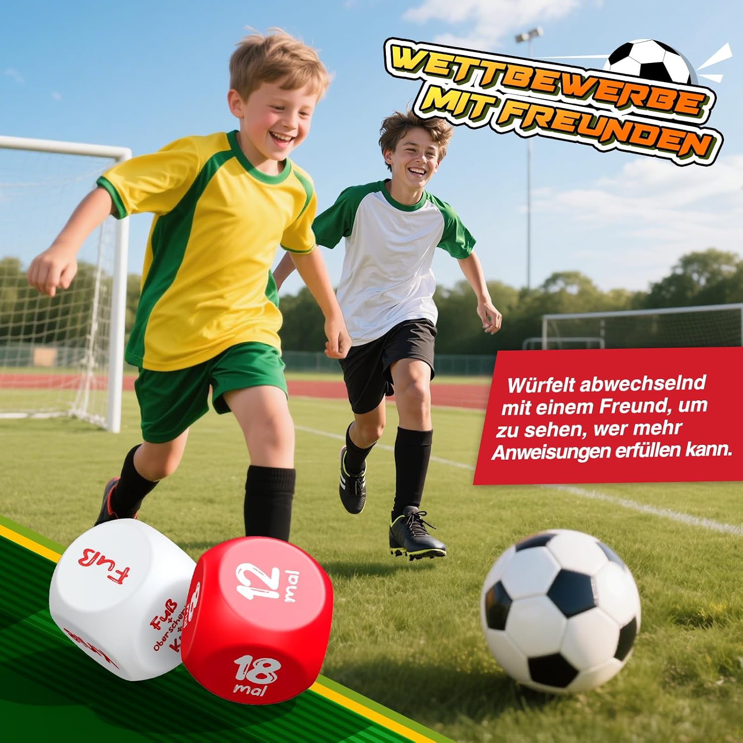 Thumbnail 5 de HappyKidsClub Fussball Trainingszubehör – 2er Set Würfel inkl. Trainingsideen (EVA)