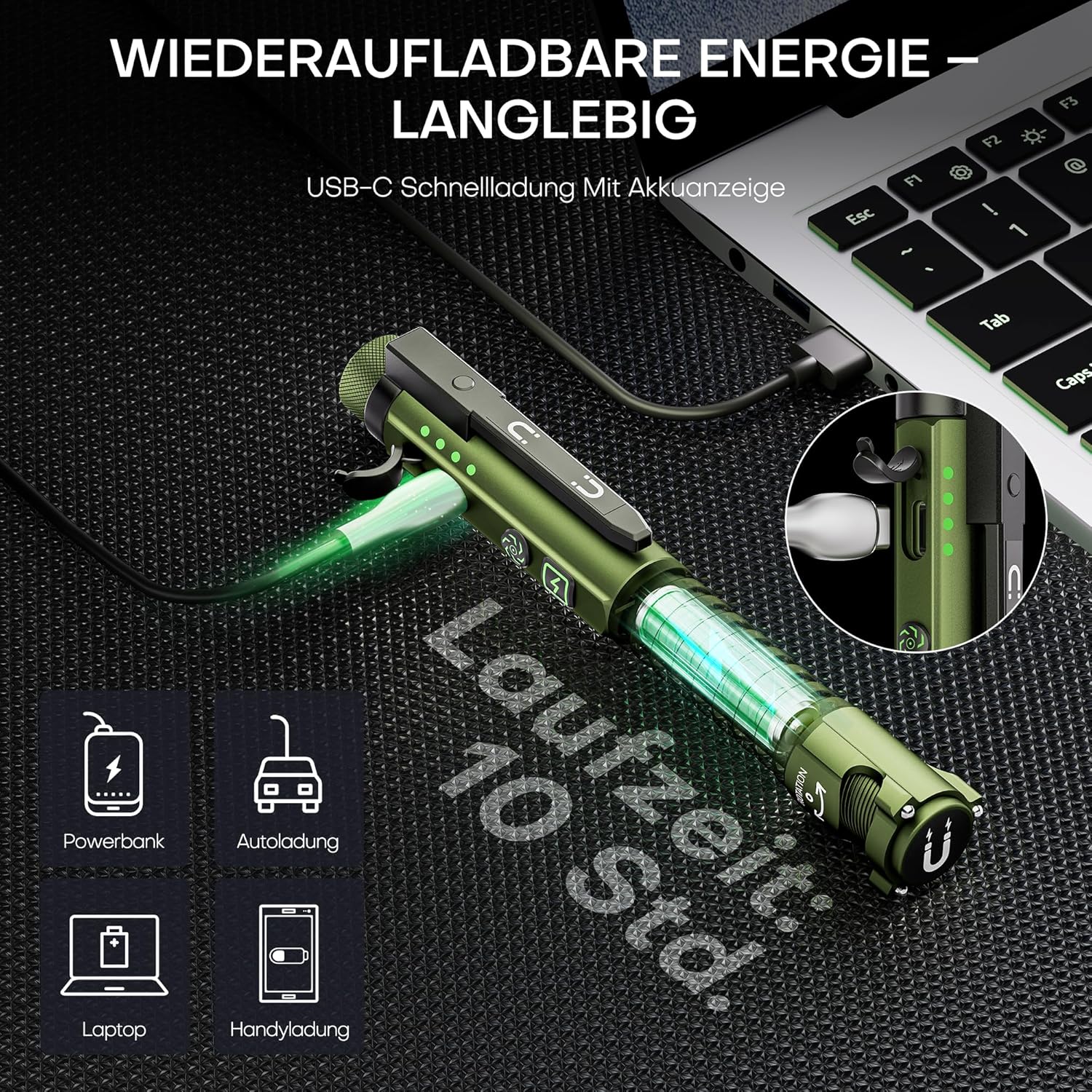 Thumbnail 3 de PASIION EDC Taschenlampe wiederaufladbar mit 800 lm, Magnetclip und Magnetfuß
