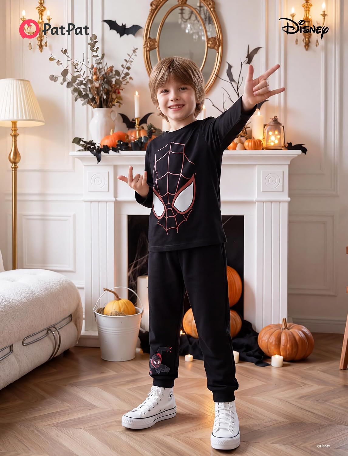 Detalle 2 de Disney Teen Boy Long Crewneck Sweatshirt Pants Spider-Man Miles Morales Set