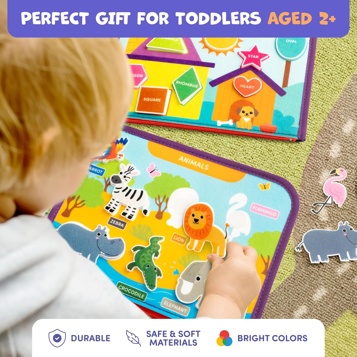 Detalle 2 de Clever Fox Play Busy Book for Toddlers (Ages 1–3) – Montessori Felt Activity Board for Fine Motor Skills