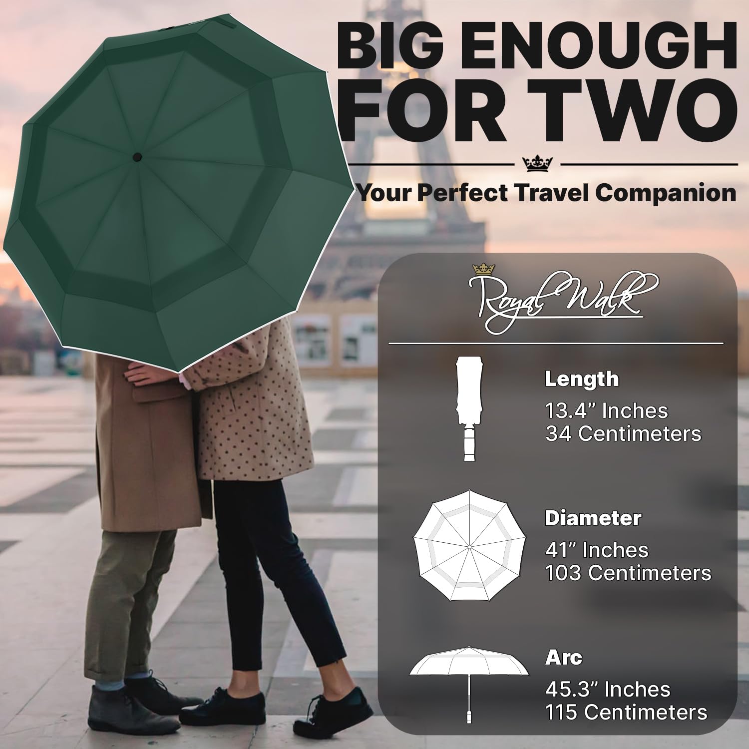 Thumbnail 1 de Royal Walk Folding Travel Compact Umbrella: Windproof, Automatic Open/Close with Wooden Handle