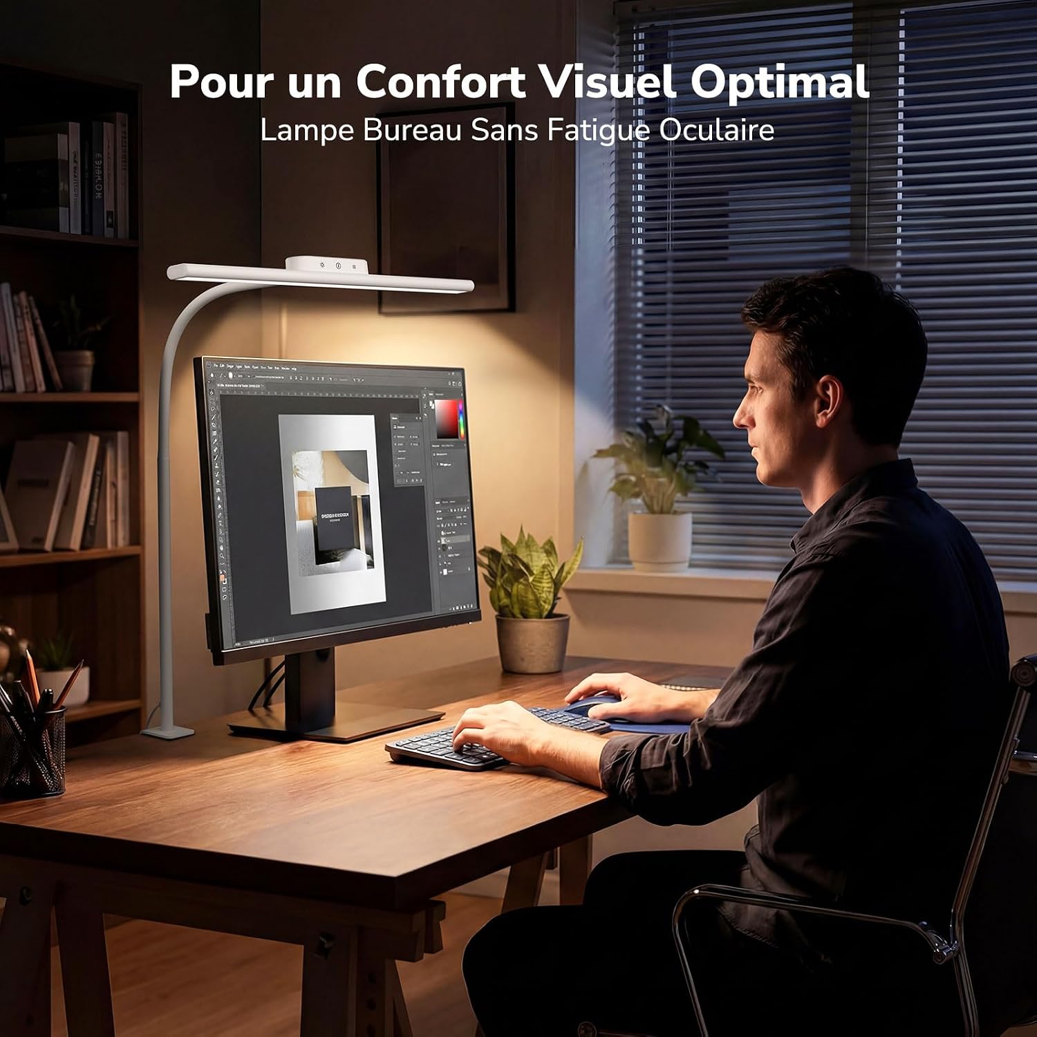 Detalle de Lepro lampe de bureau flexible à pince, 11 W, 5 modes de couleur et 5 niveaux de luminosité (blanc)