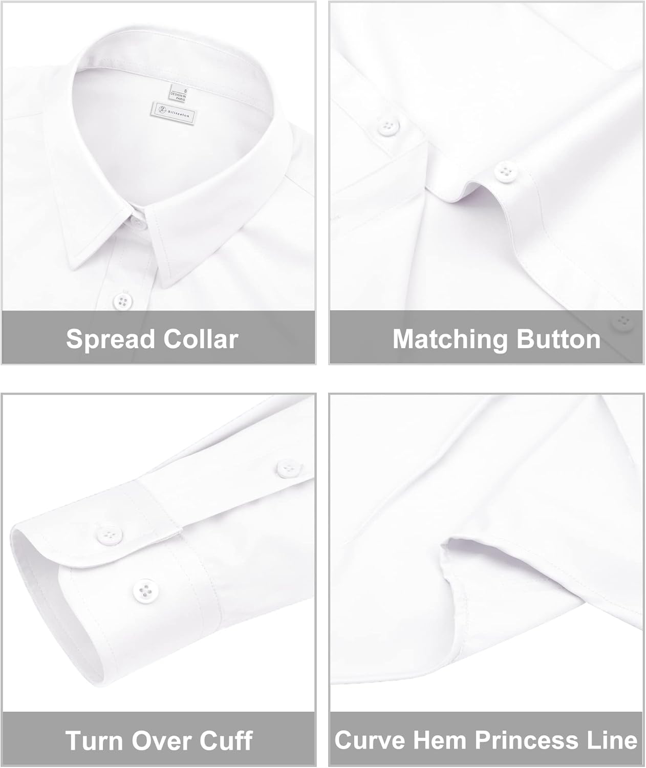 Thumbnail 2 de siliteelon Women’s Classic-Fit Dress Shirts Long Sleeve Button-Down (Wrinkle-Free Stretch)