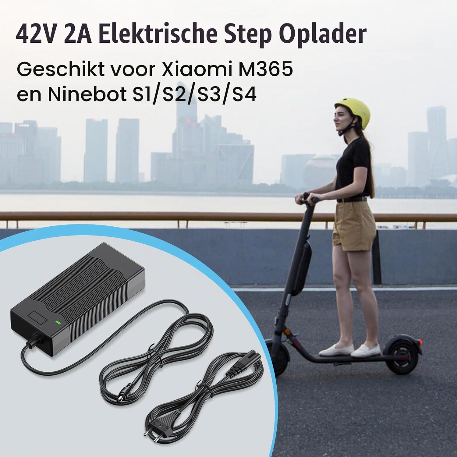 Detalle 2 de ZIMAOER SJT-84W-10S e-stepoplader met DC-stekker van 5,5 × 2,5 mm