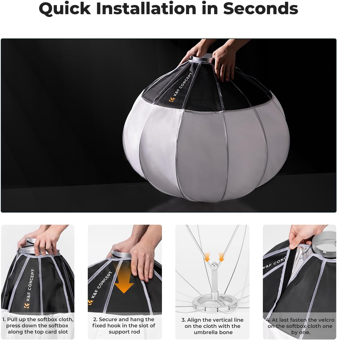 Thumbnail 6 de K&F CONCEPT 65cm Lantern Softbox with Bowens Mount – 360° Diffused Light for Photography & Video