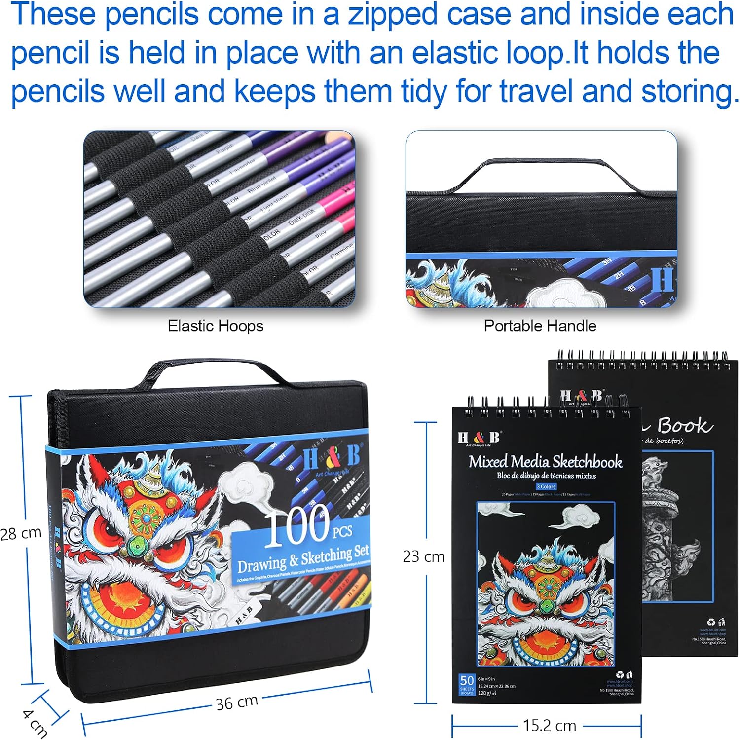 Thumbnail 6 de H & B 100pcs Sketching Set — sketching kit 🎨