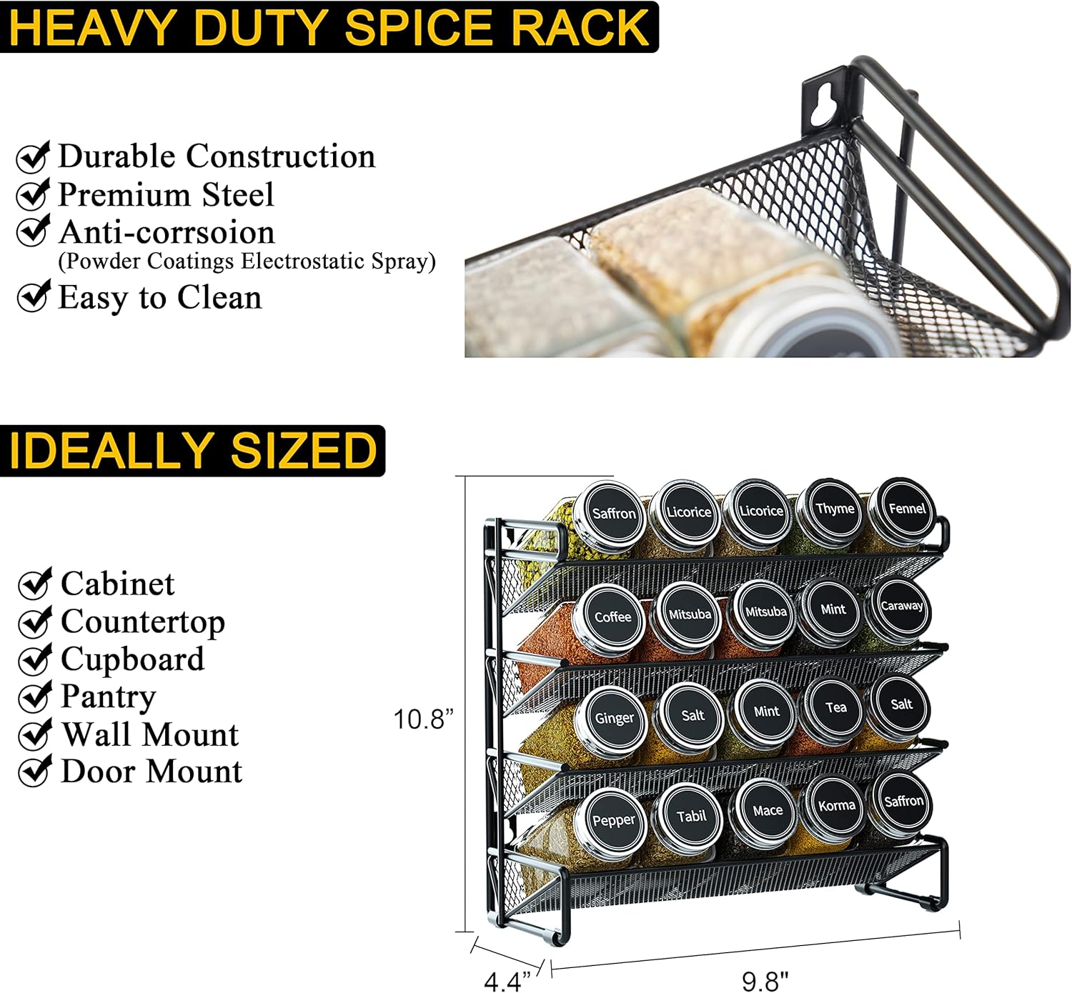 Detalle 2 de SpaceAid Spice Rack Organizer with 20 Jars and 386 Labels