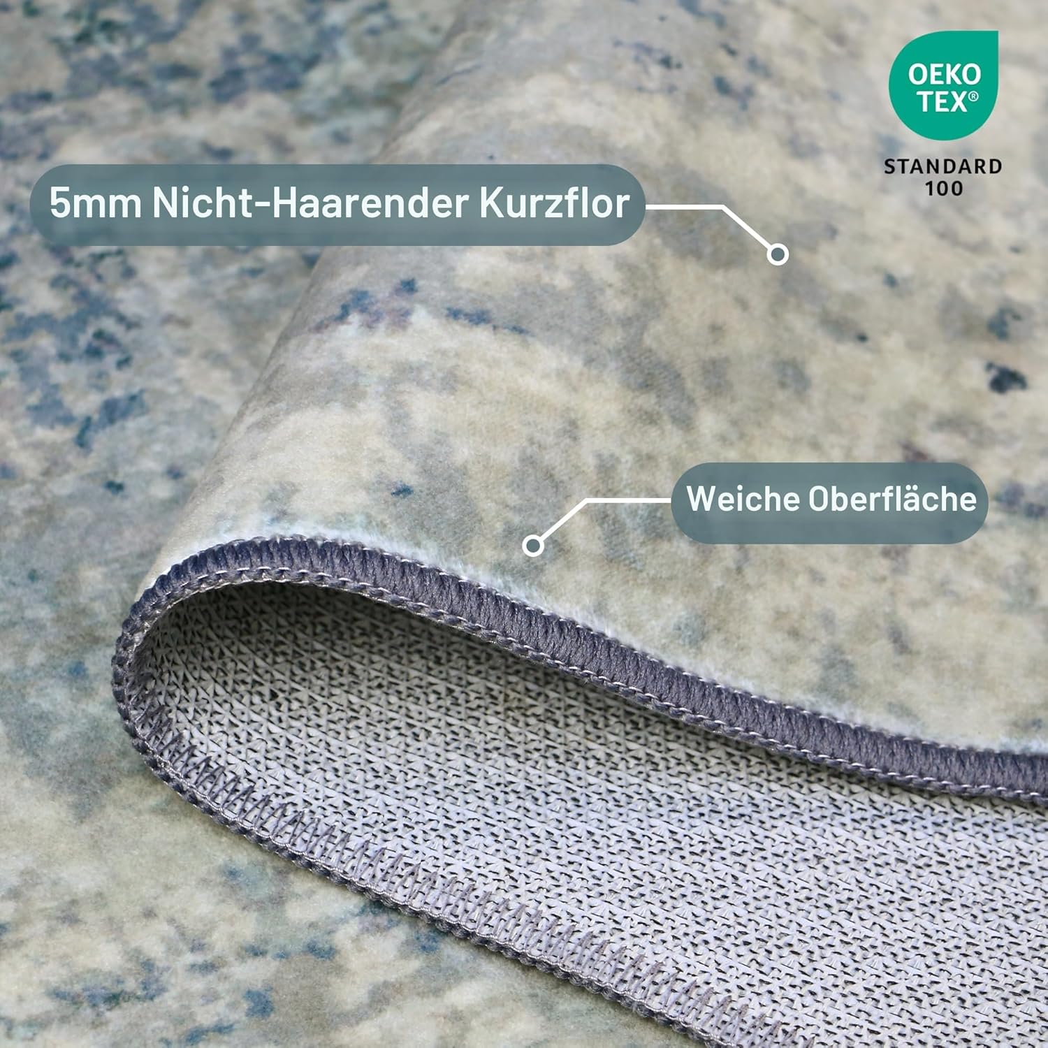 Thumbnail 1 de BEIMO Waschbarer Teppich Wohnzimmer 200x290 cm – Abstrakt Blauverlauf, rutschfest & pflegeleicht
