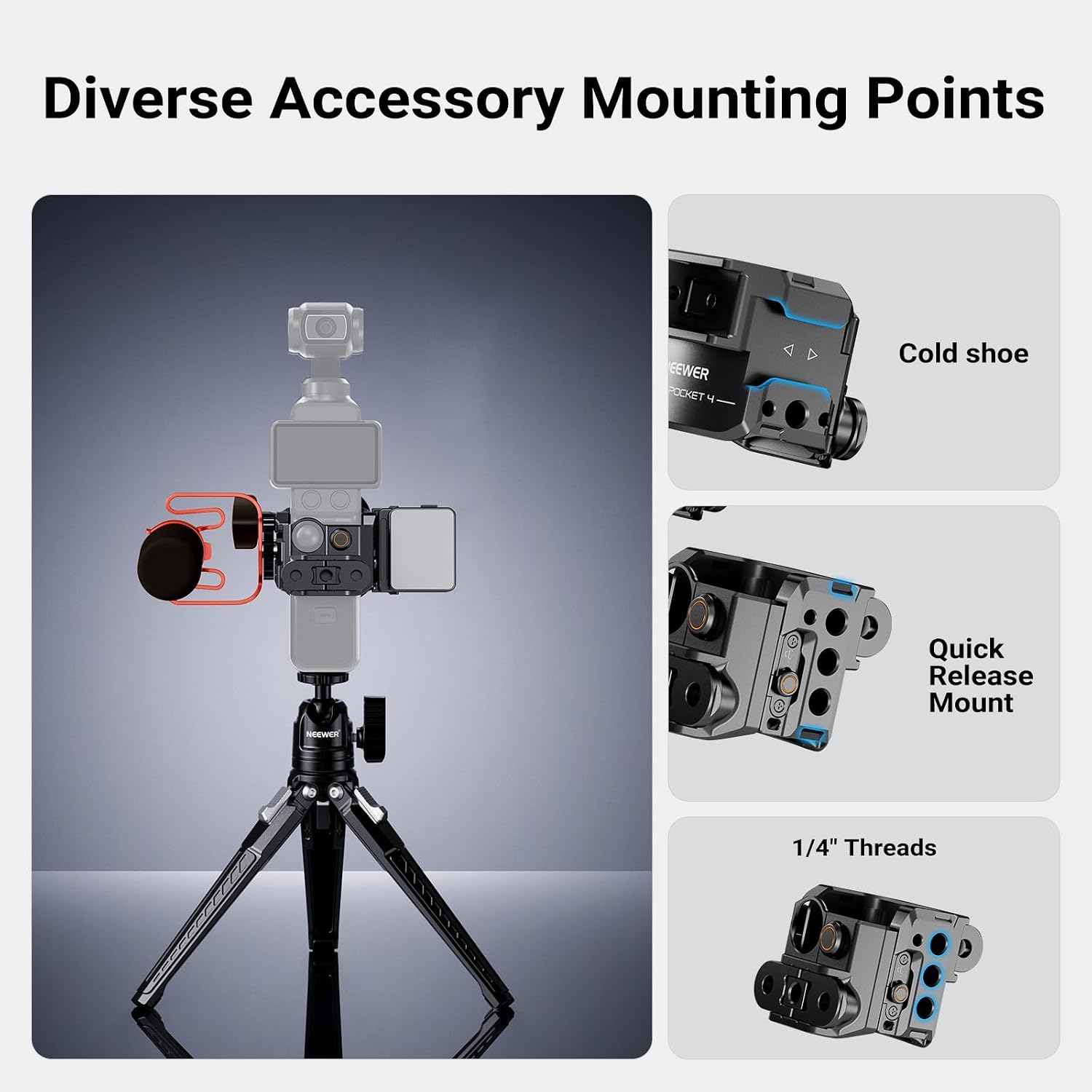 Detalle 2 de NEEWER Gimbal Camera Cage for Xtra Muse & DJI Osmo Pocket 4 (AC069)