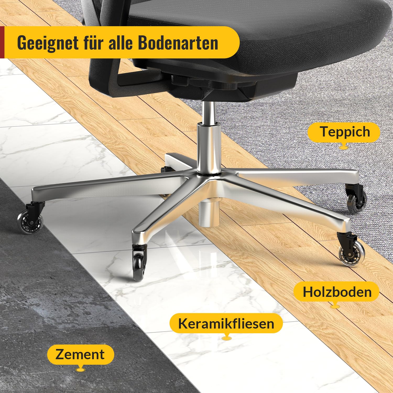 Thumbnail 5 de HOLKIE Bürostuhlrollen 10er-Set – glatte, schonende Parkettrollen 11x22 mm