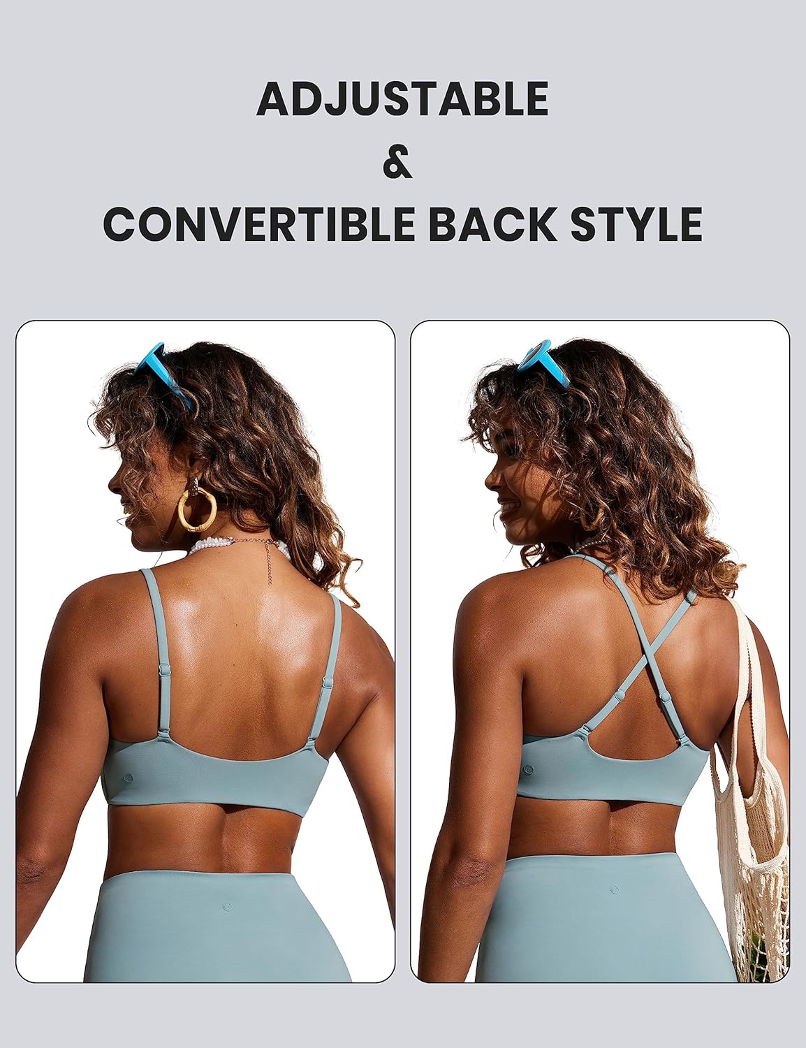 Thumbnail 3 de CRZ YOGA Women’s D–DD Scoop Neck Bikini Top with Removable Pads, Adjustable Convertible Straps