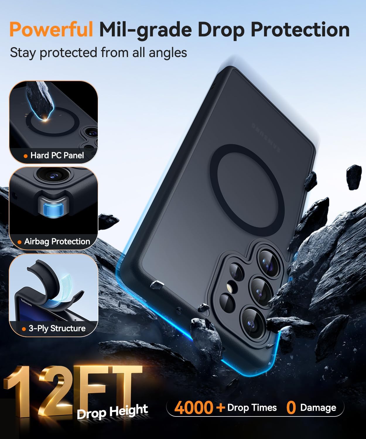 Thumbnail 5 de CANSHN Custodia Magnetica per Samsung Galaxy S23 Ultra 6.8" - Protezione Fotocamera Totale, Translucida Opaca