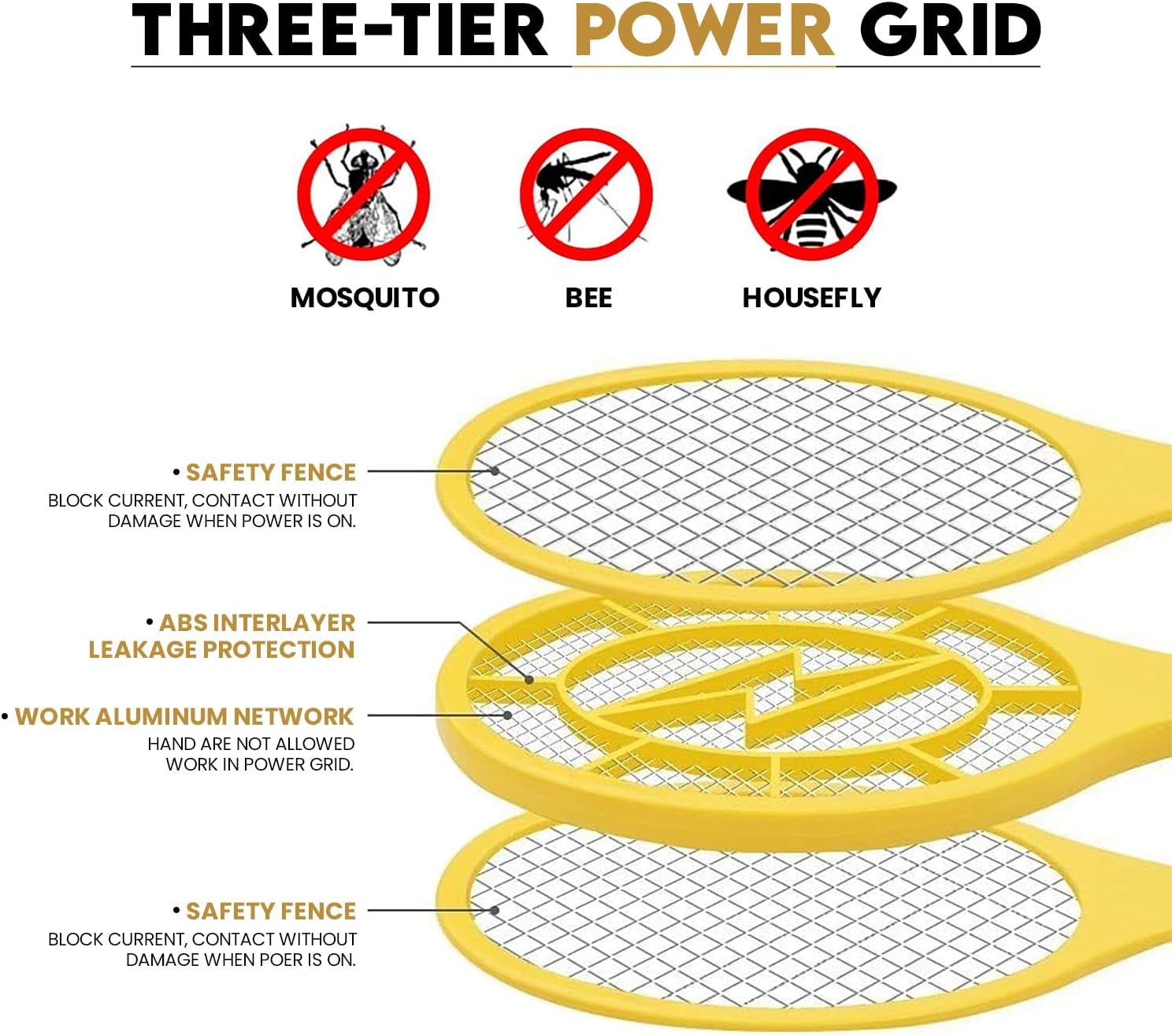 Detalle 2 de KK'S GLAMS Electric Fly Swatter Bug Zapper Racket (battery-operated) for indoor & outdoor pest control