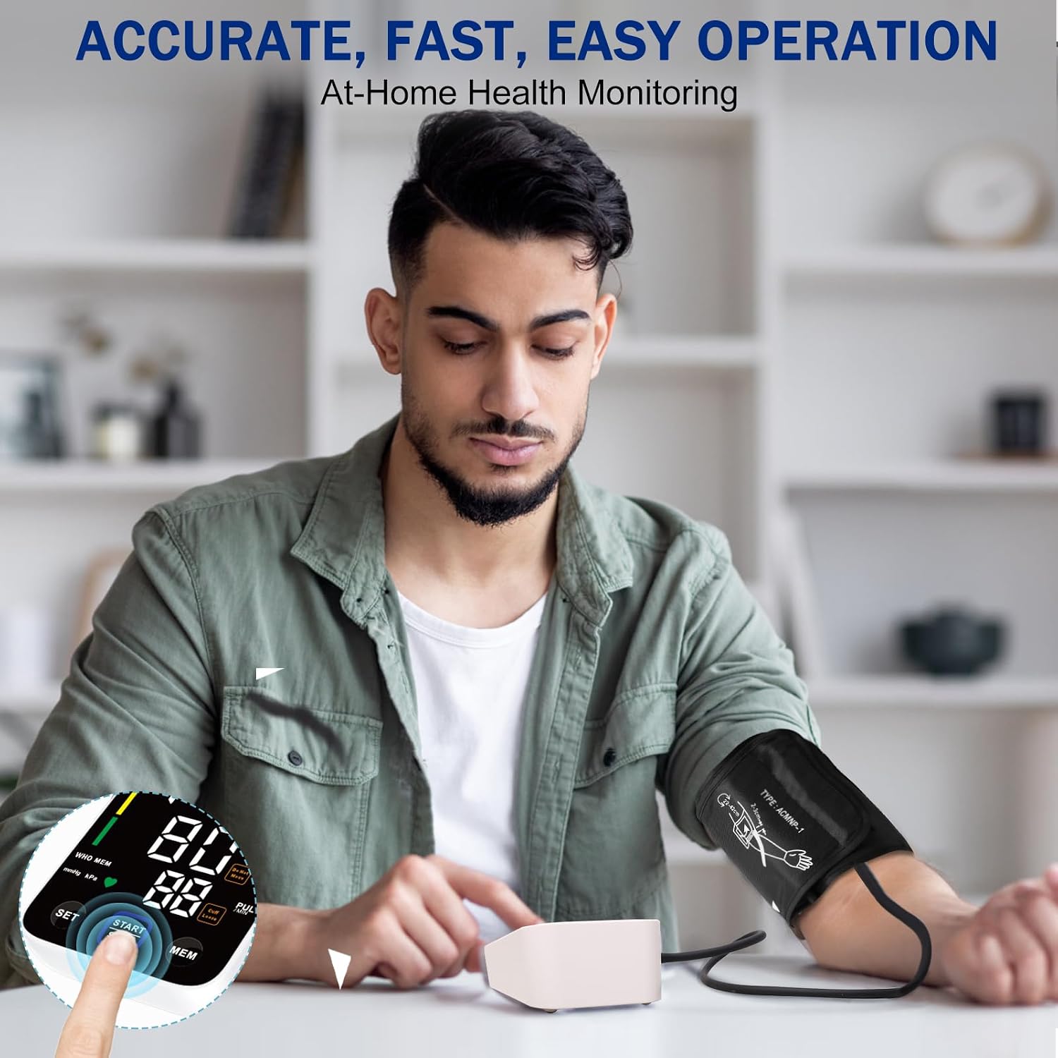 Thumbnail 6 de Estabien Automatic Upper Arm Blood Pressure Monitor with LED Display and Adjustable Cuff