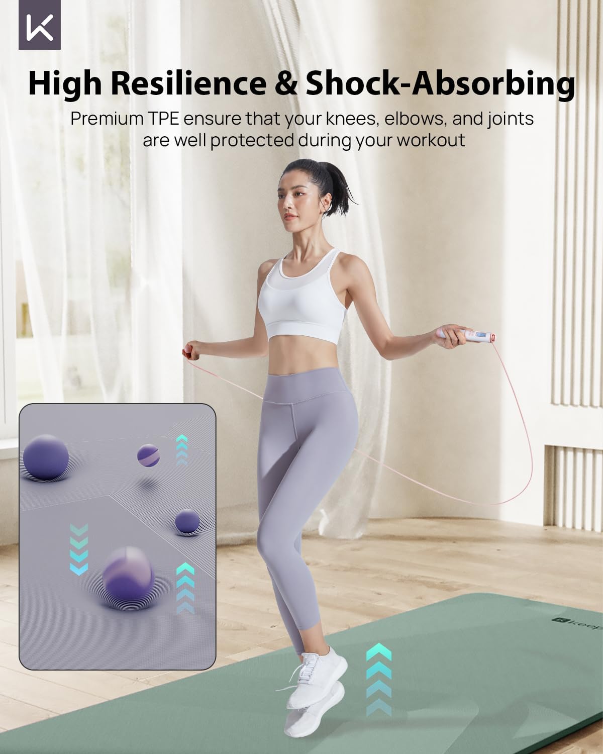 Detalle de KEEP Extra Wide Yoga Mat, 7mm TPE Exercise Mat, 72" x 32
