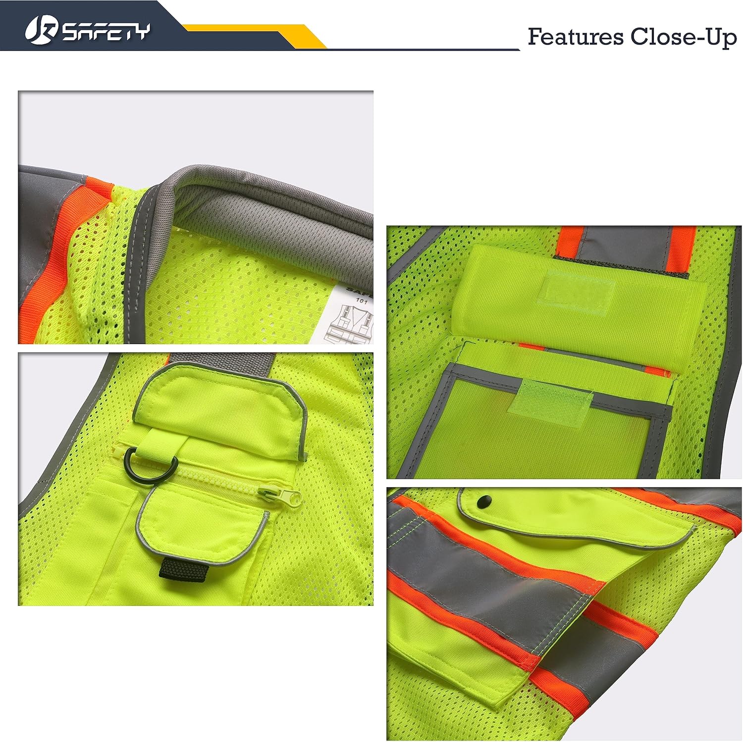 Detalle 2 de JKSafety 9 Pockets Hi-Vis Safety Vest XL 🦺