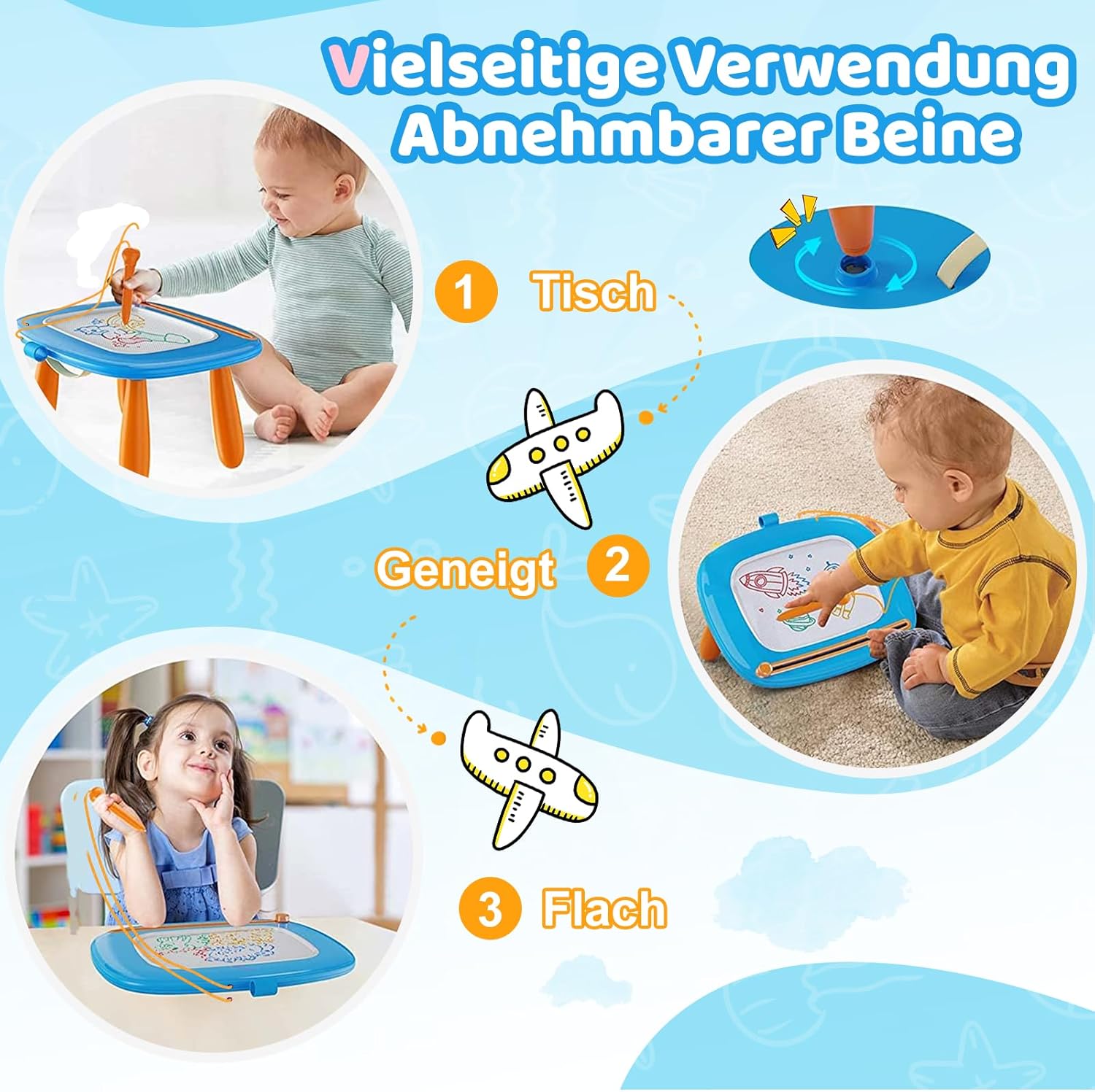 Thumbnail 4 de Kikidex magnetische Zaubertafel für Kleinkinder (1–3 Jahre) – Magic Painting Board im Baby-Blau