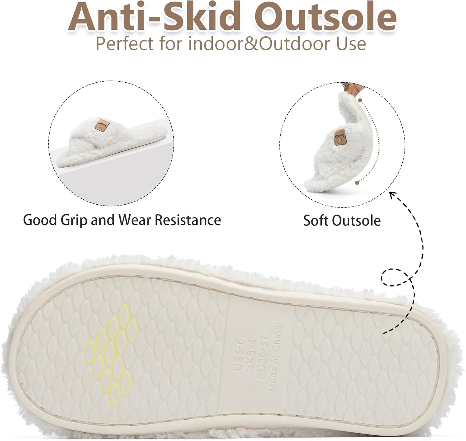 Thumbnail 4 de GOEWY Fuzzy Open Toe Memory Foam Slippers for Women