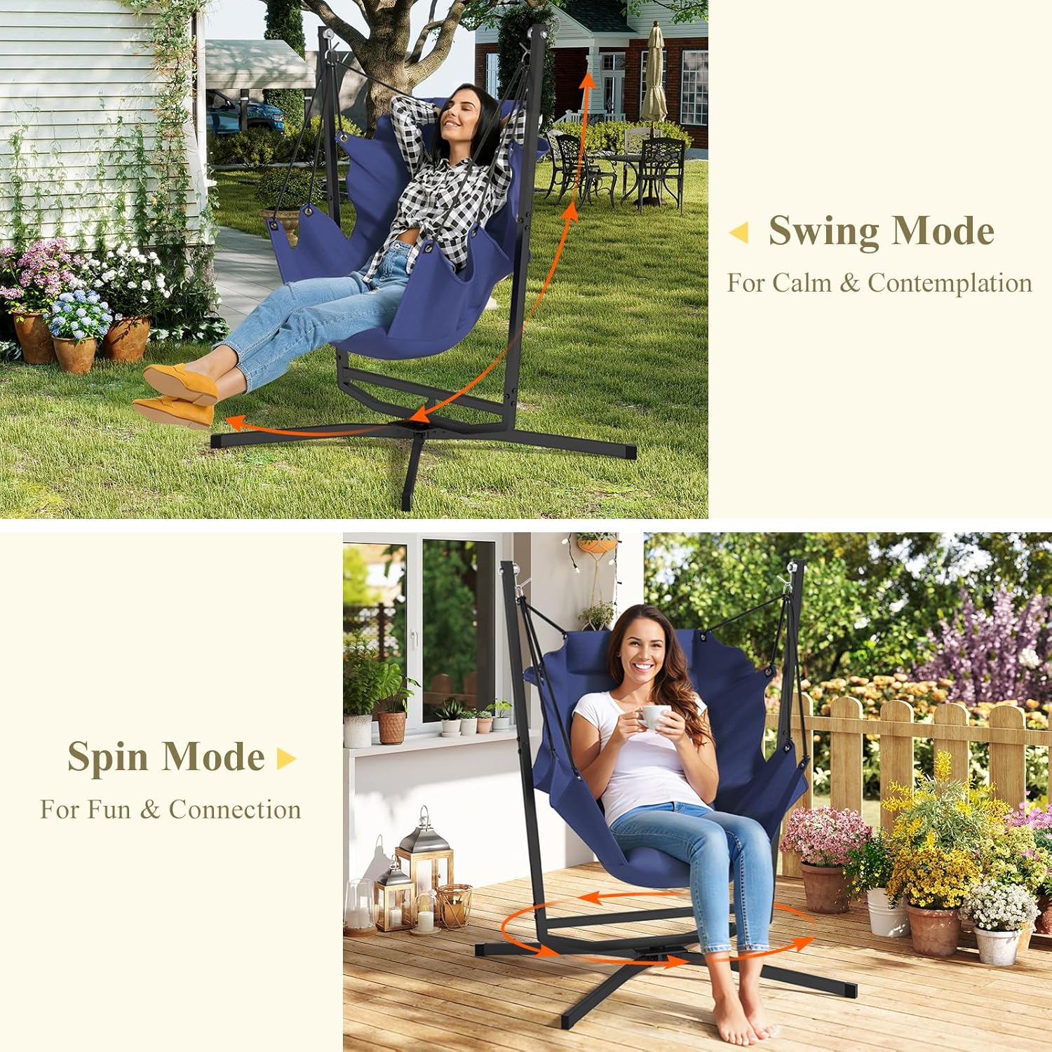 Thumbnail 1 de 360° Swivel Hammock Chair 180kg