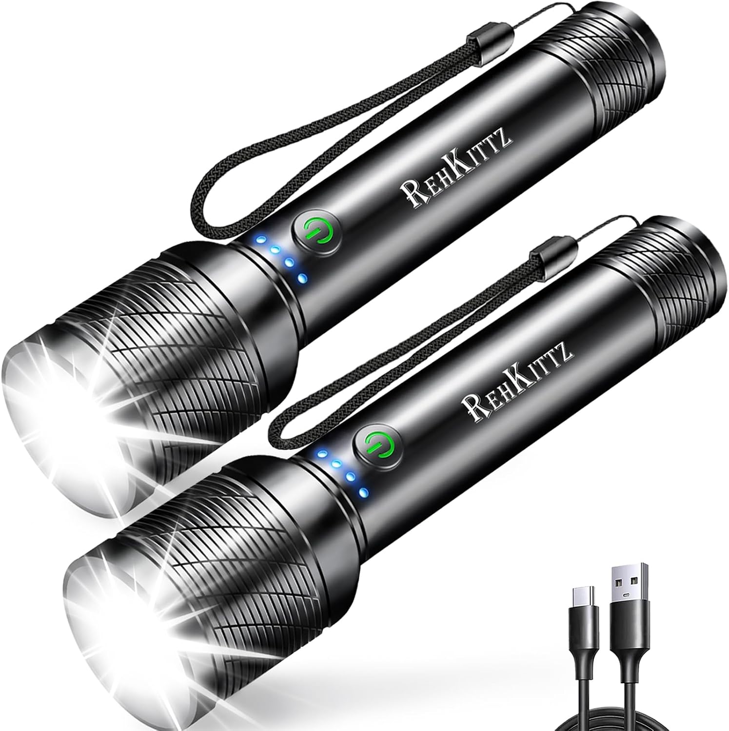 Detalle de REHKITTZ LED Taschenlampe 2200 Lumen Extrem Hell