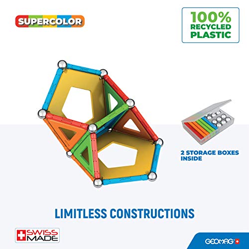 Detalle de Geomag Supercolor Costruzioni Magnetiche per Bambini - Linea Green, 52 Pezzi