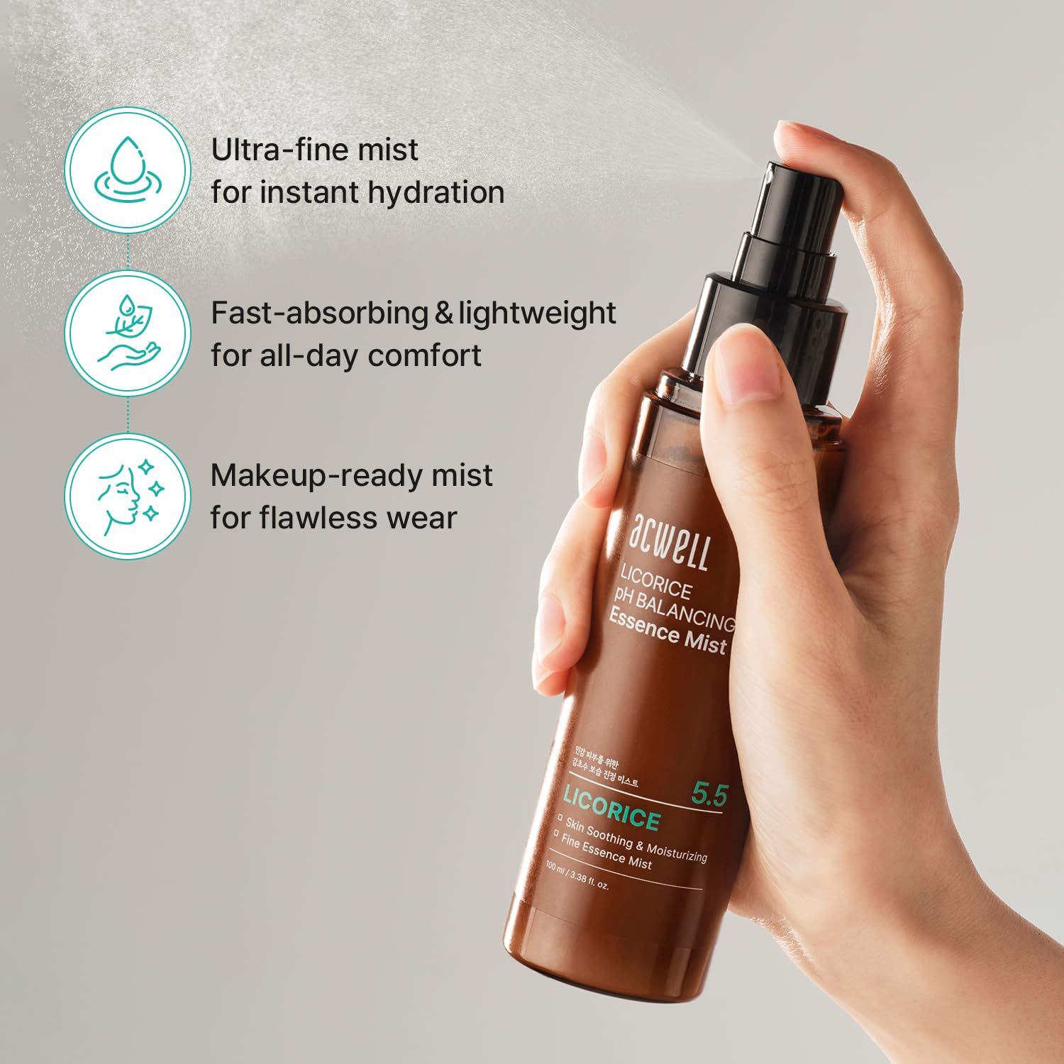 Detalle de ACWELL Licorice pH Balancing Essence Face Mist, 3.38 fl oz