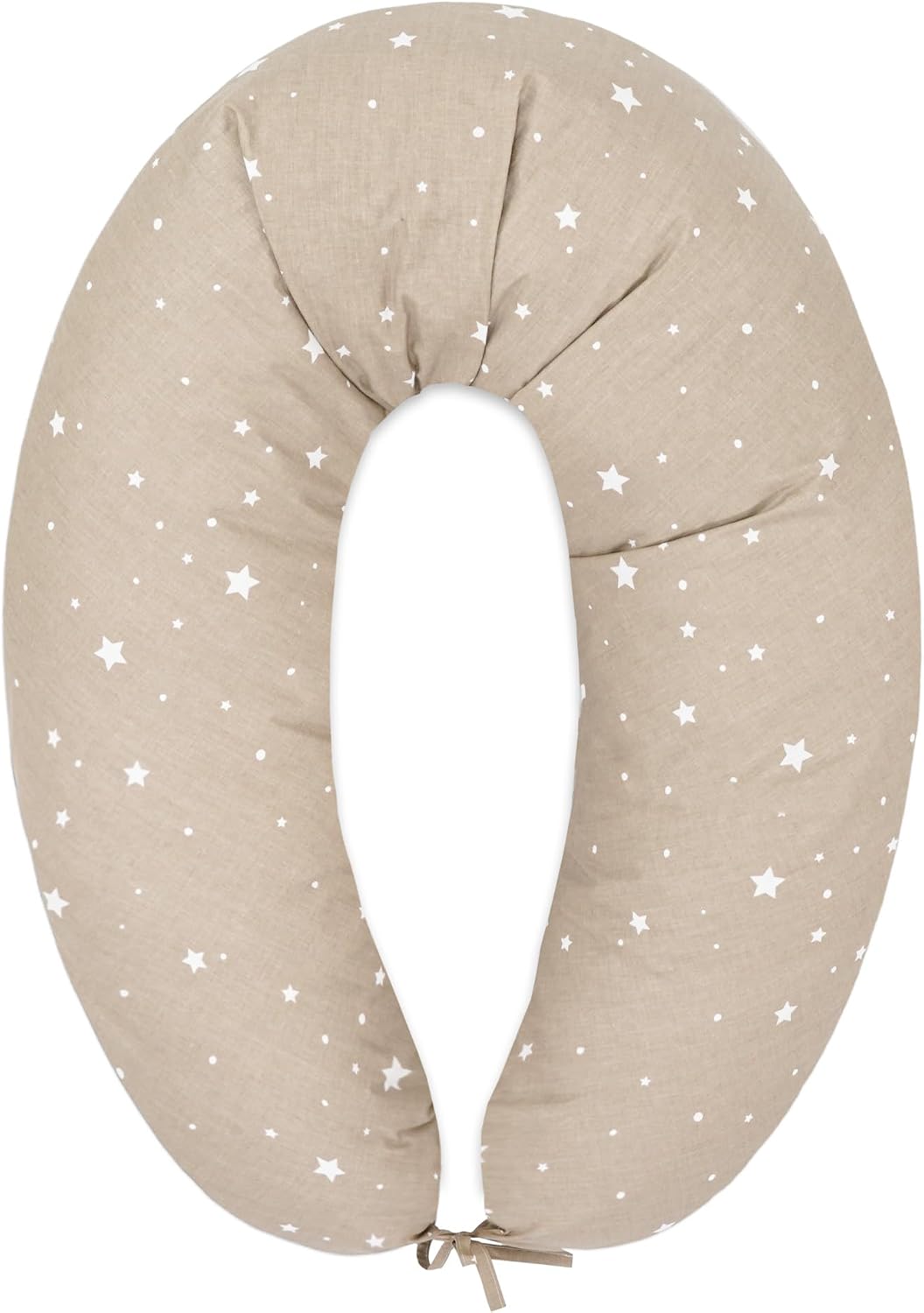 Detalle de Cuscino di sostegno 190 cm – posizionamento per adulti, beige con stelle bianche, fodera sfoderabile OEKO-TEX