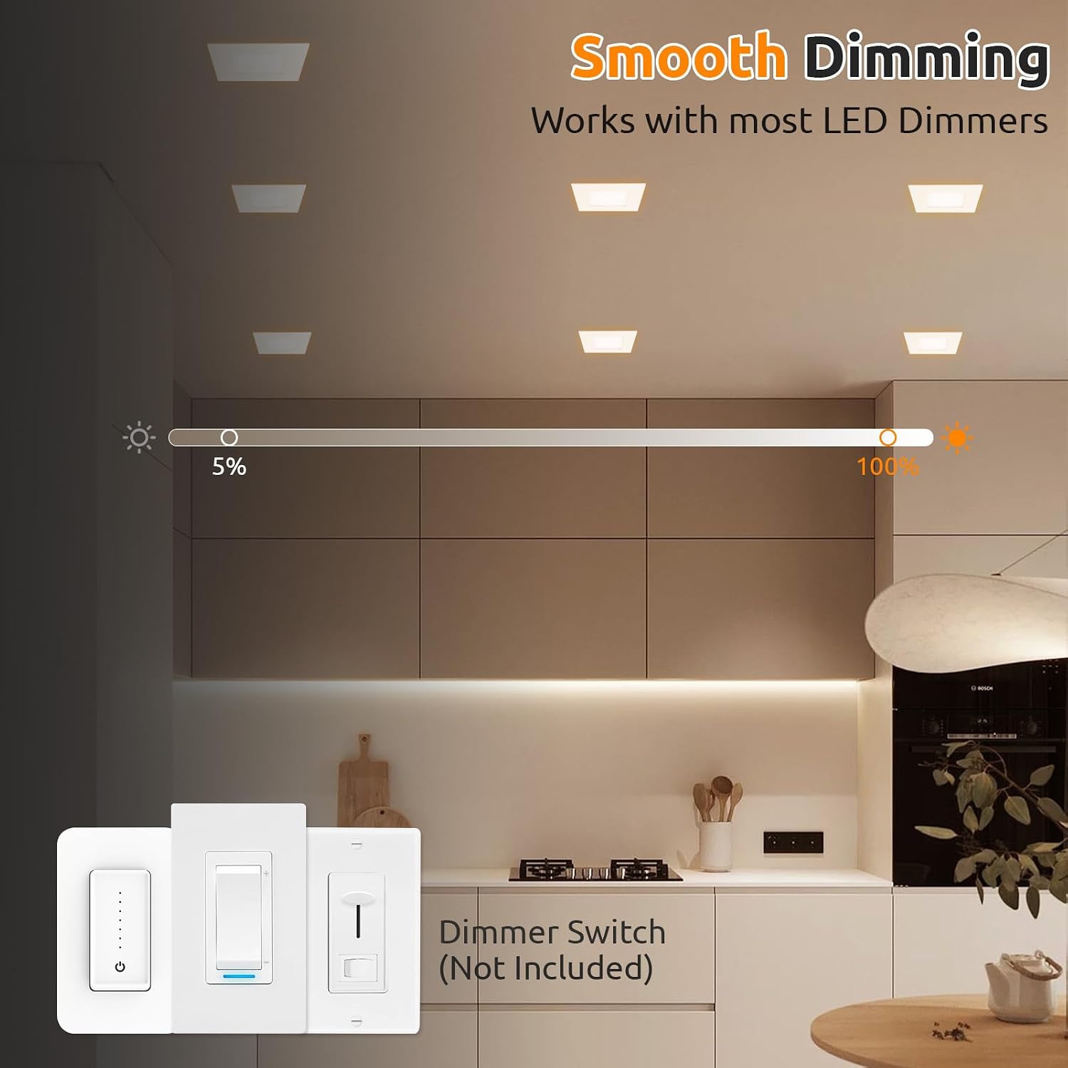 Detalle de HONZIN 4-Inch Square LED Recessed Lights