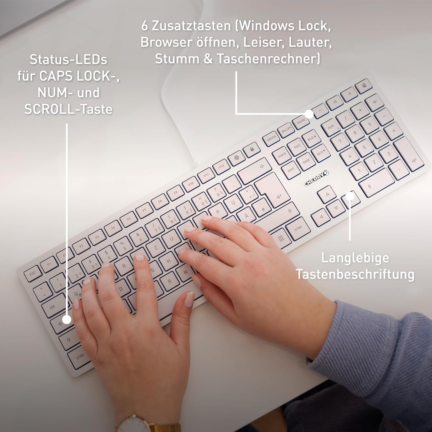 Thumbnail 5 de CHERRY KC 6000 Slim Tastatur USB Silber