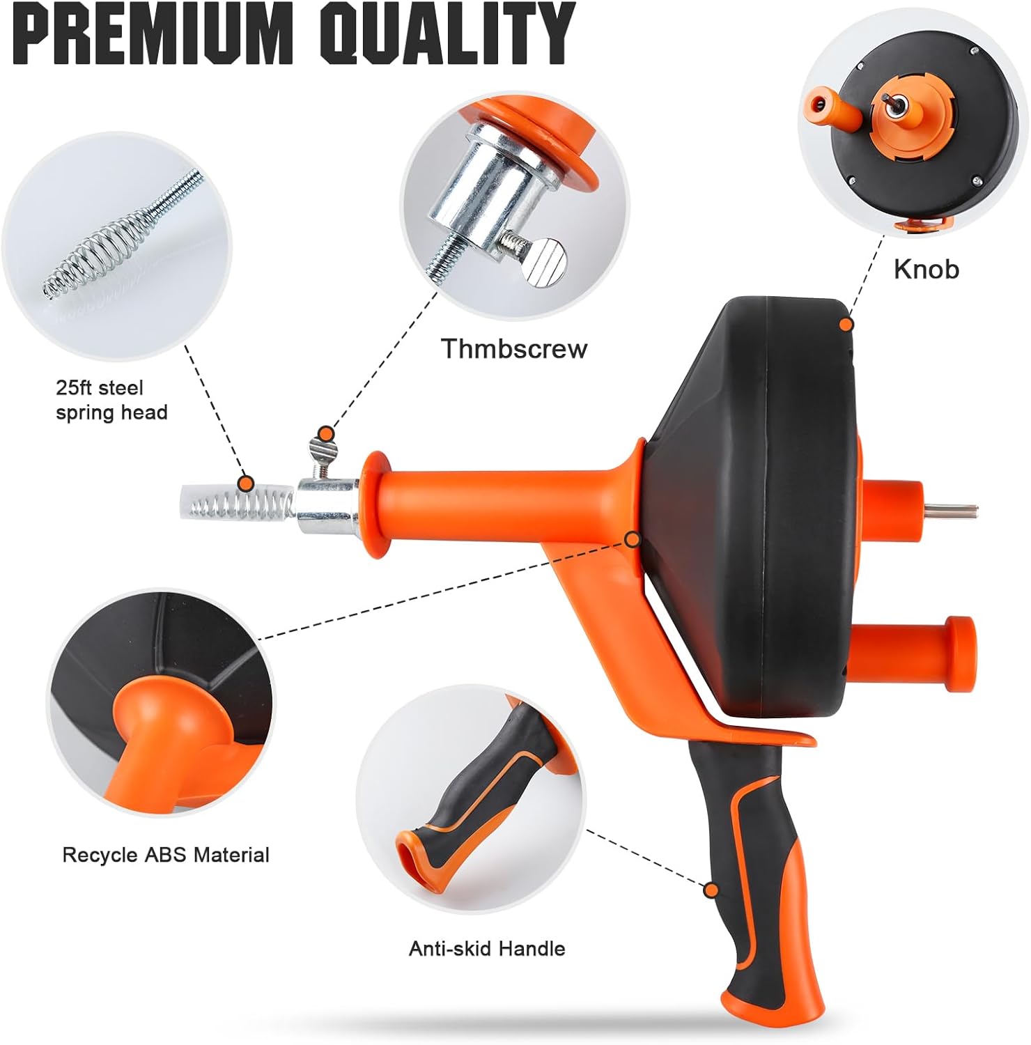 Thumbnail 5 de CRAFTZONE CZ8018 25-Ft Drain Auger with Drill Adapter and Flexible Spring Steel