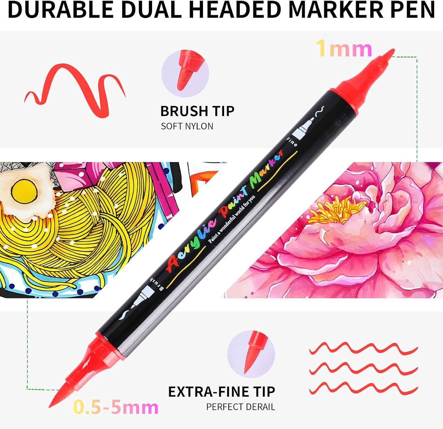 Thumbnail 2 de HYNEXLK Acrylic Paint Pens 68 Colours with Dual Tips 🎨