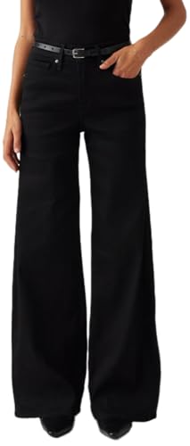 Detalle de Levi's 318 Shaping Wide Leg Soft Black – bequeme Figuresform mit Controlled Silhouette