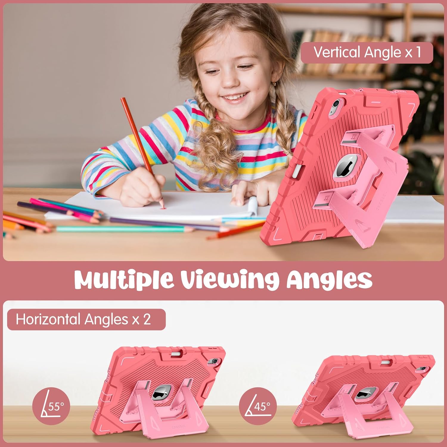 Thumbnail 3 de FINTIE Kids Rugged Case for iPad Air 11-inch (M4 2026 / M3 2025 / M2 2024) with Kickstand – Pink