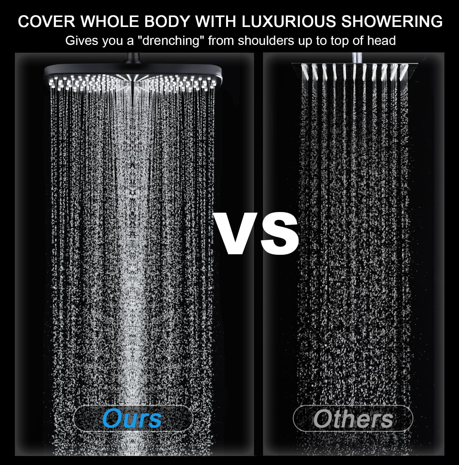 Detalle 2 de BOZYBO Rain Shower Head with Handheld: 12-Inch Rainfall Head + 9-Mode Hand Shower, Magnetic Dock, Power Jets