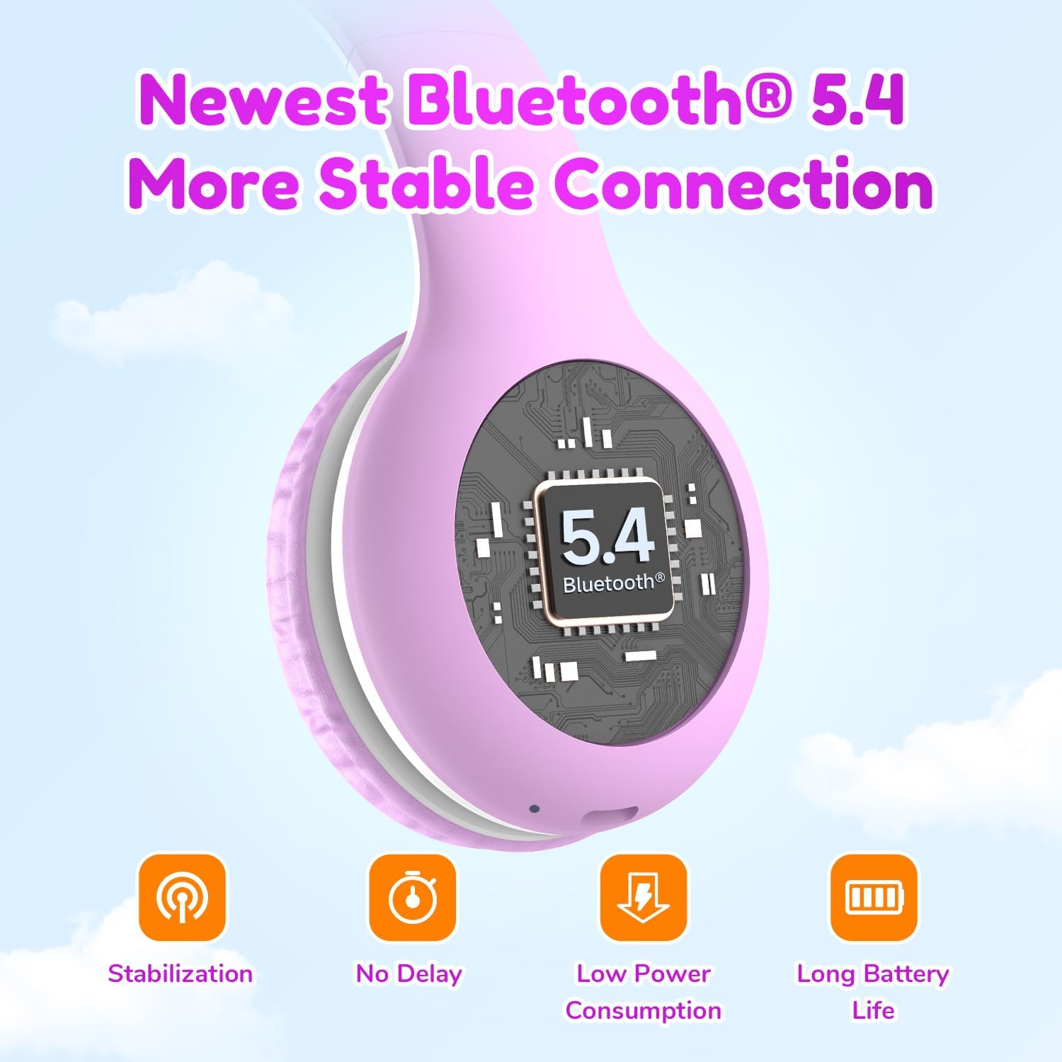 Thumbnail 3 de EarFun Bluetooth-Kopfhörer für Kinder (74/85/94 dB) mit HD-Mikrofon, 45 Std. Akku & Falt-Design, lila