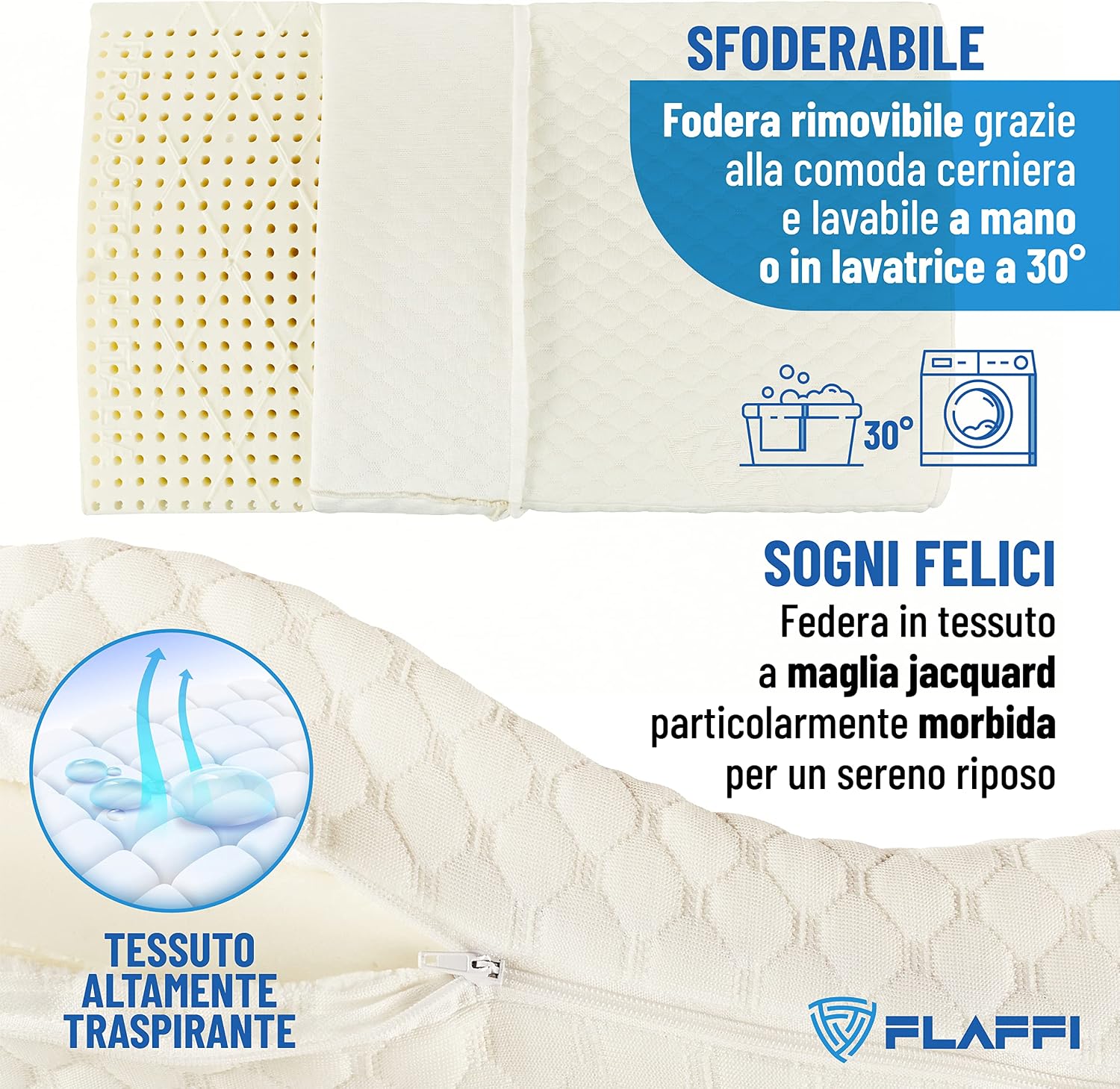 Detalle de Cuscino cervicale Flaffi Memory Foam 70x40x12
