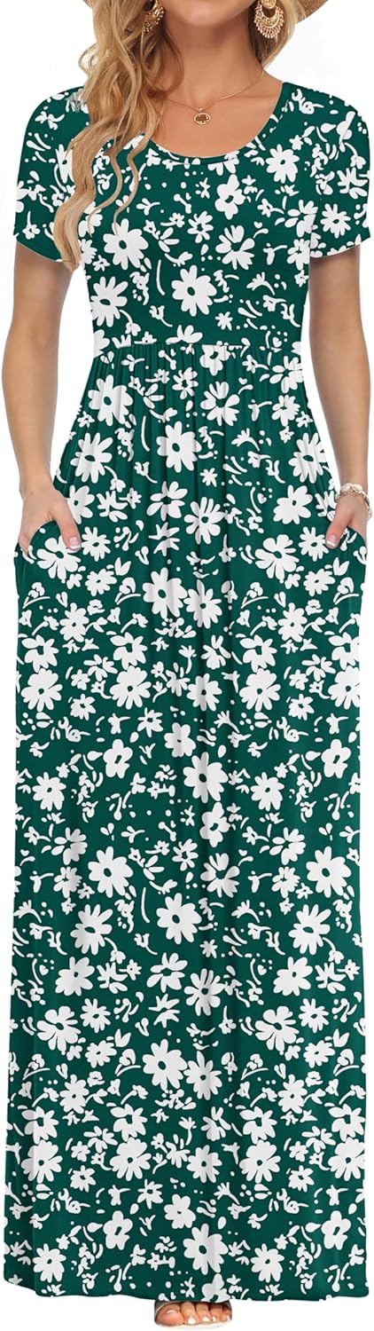 Thumbnail 6 de AUSELILY Damen Kurzarm Sommer Casual Long Maxi Kleider mit Taschen – locker, bodenlang & mit praktischen Seitentaschen