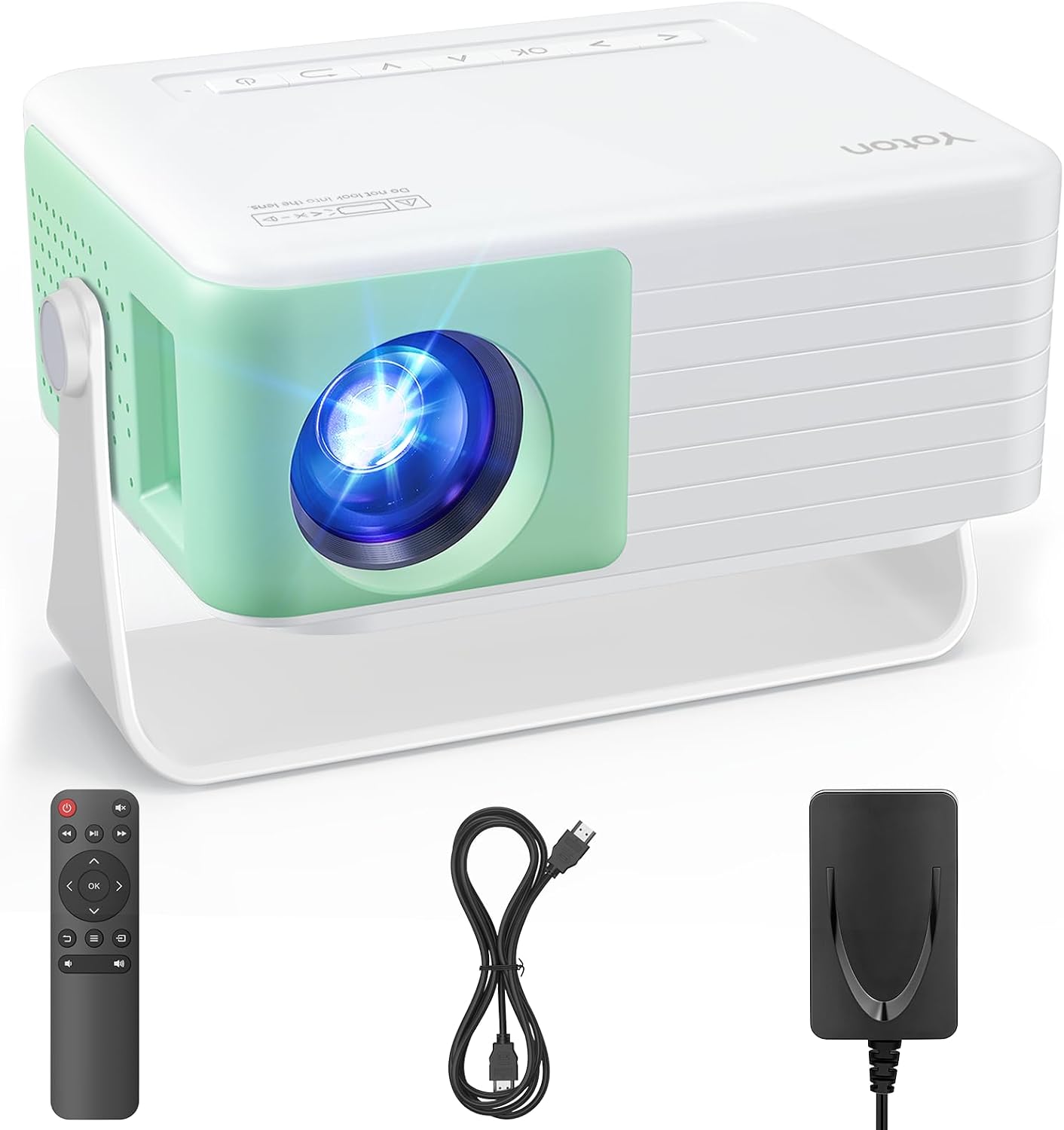 Detalle de YOTON Y3 Mini Beamer – tragbarer Projektor mit integriertem Lautsprecher und drehbarem Ständer (grün)